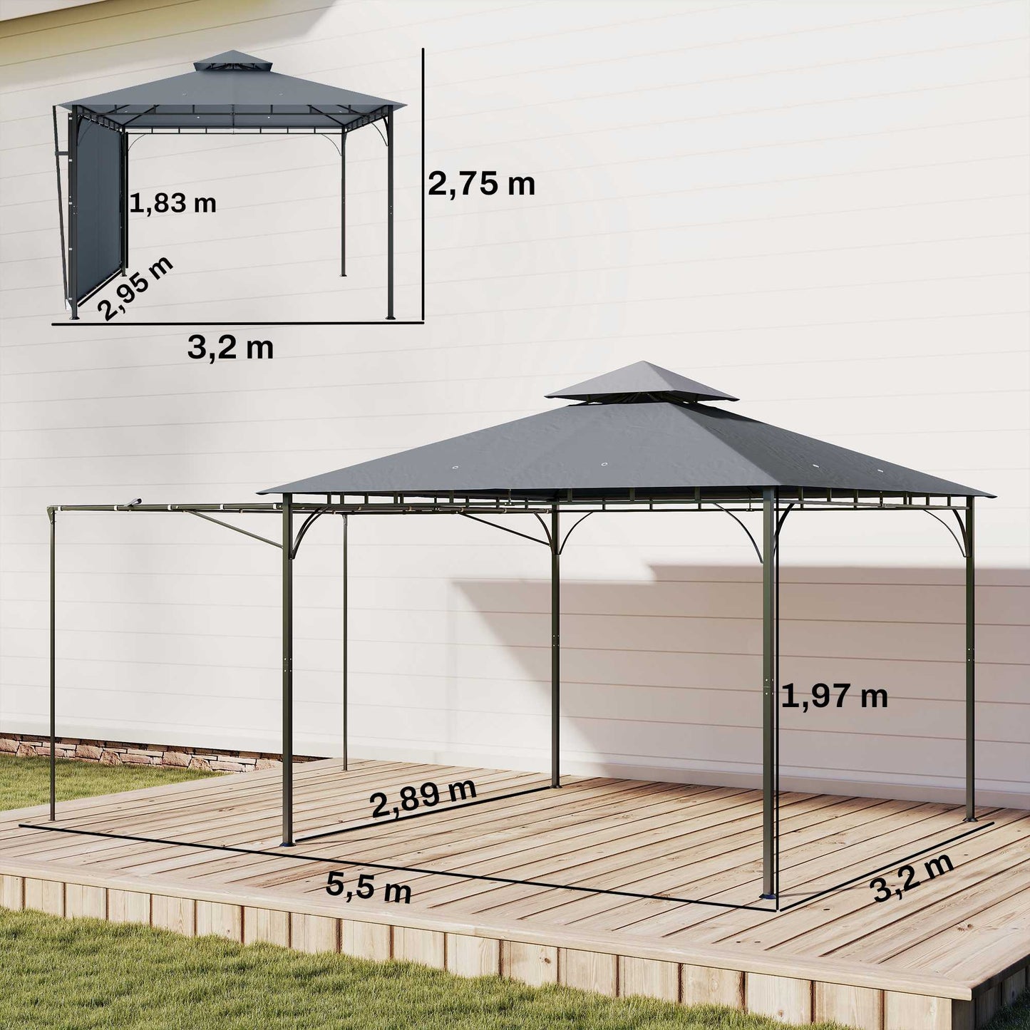 Outdoor Pavilion with Retractable Roof, UPF 30+ Protection