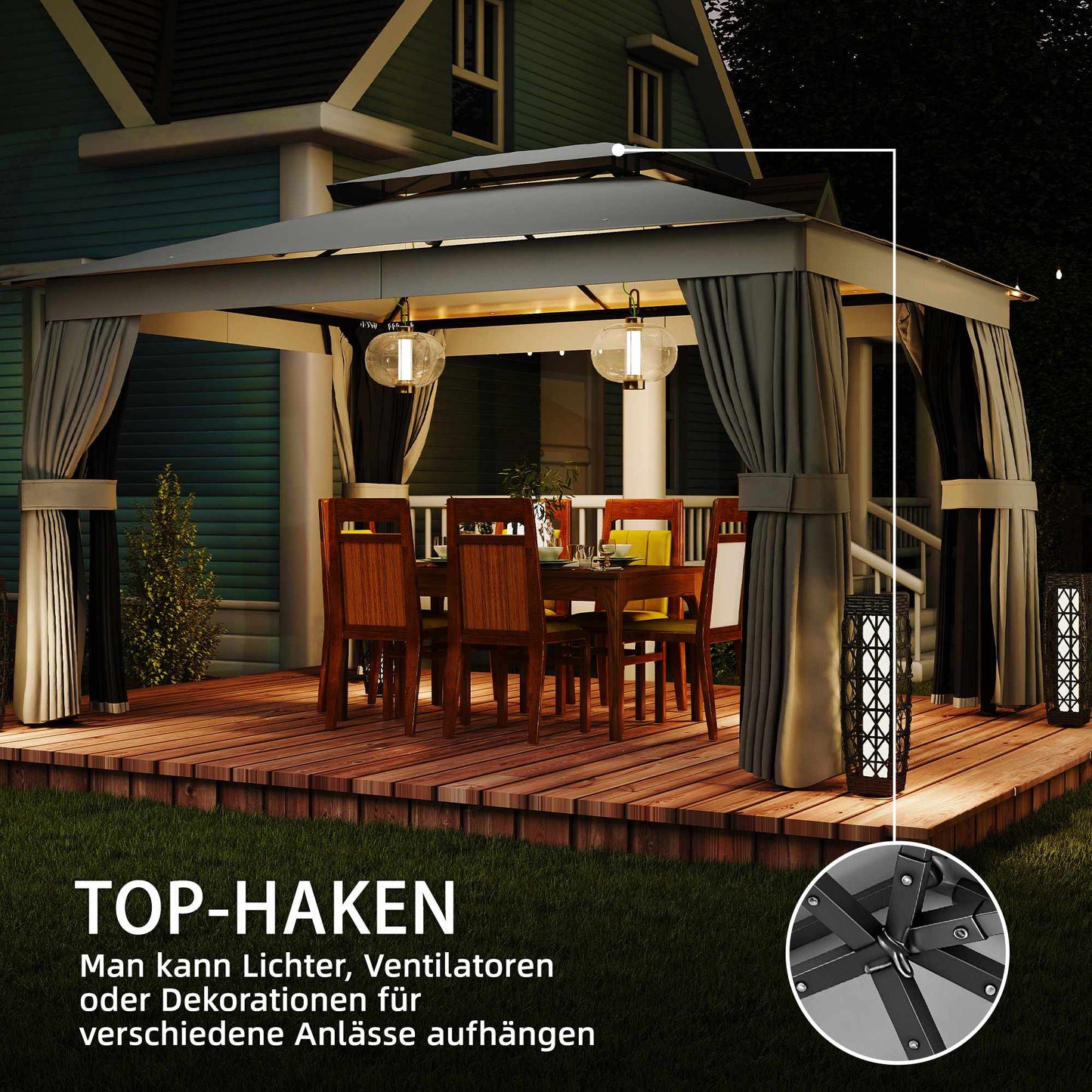 Outdoor Pavilion with UPF30+ Roof and Curtains