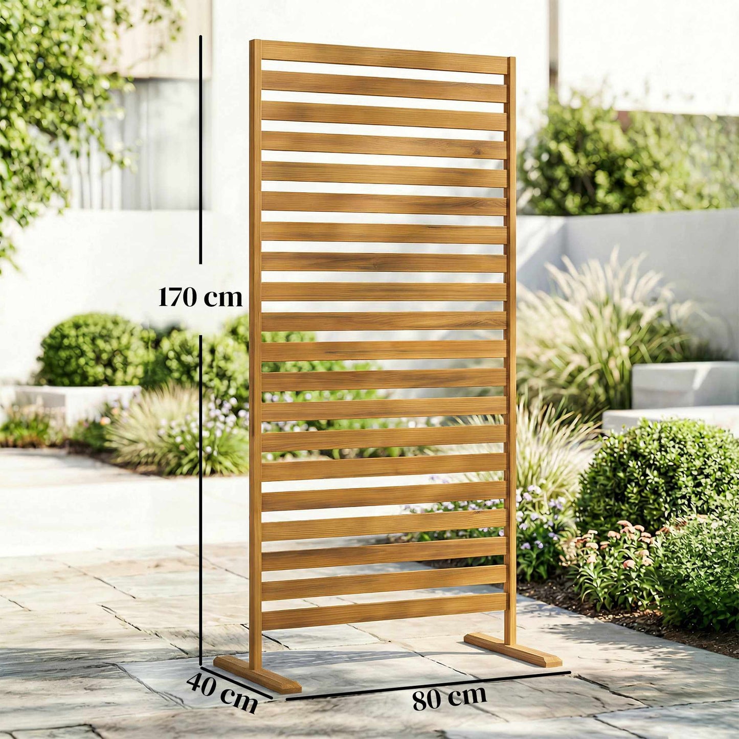 Outdoor Privacy Screen, Natural Wood, 80x170 cm
