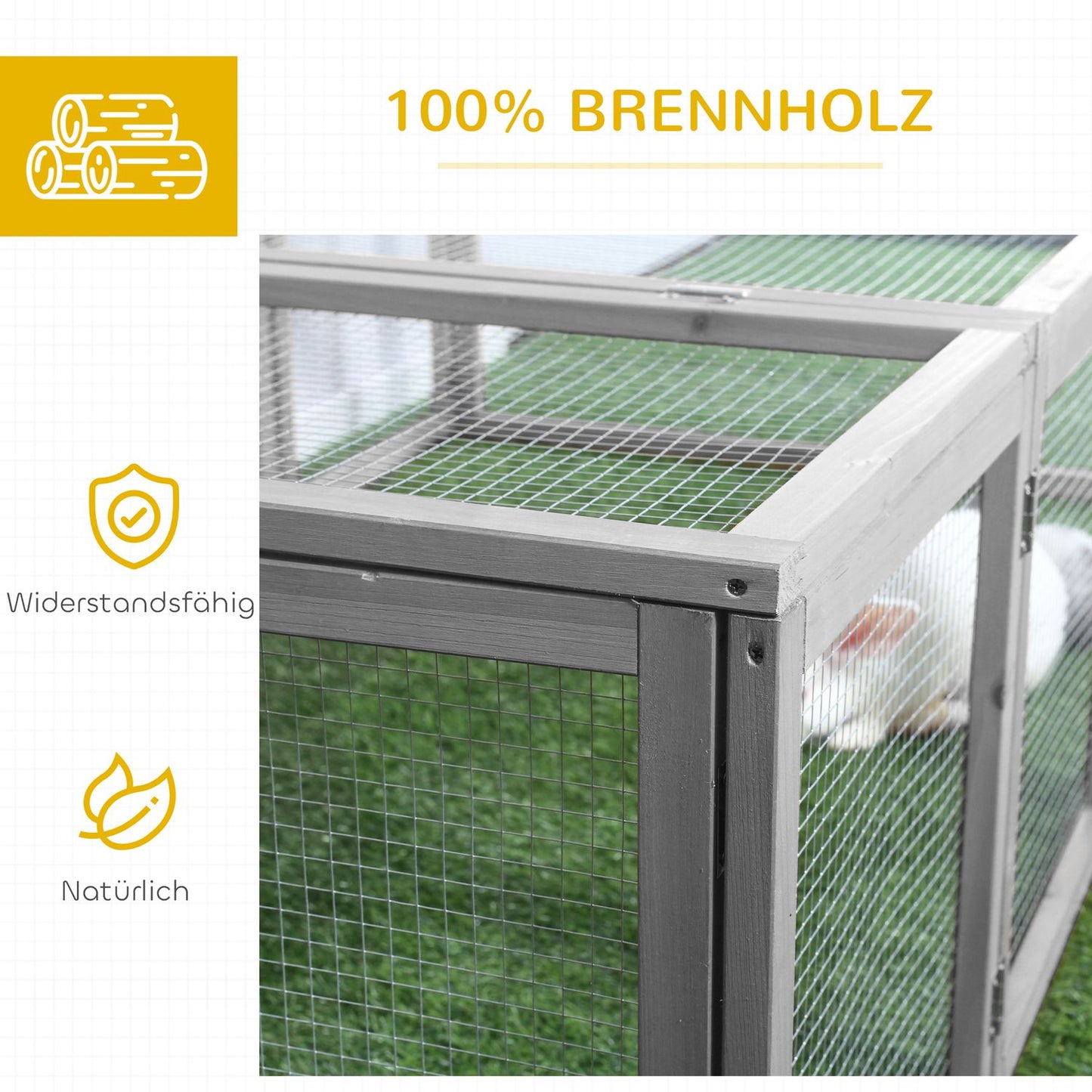 Outdoor Rabbit Hutch, Weatherproof Fir Wood, 181x100x48cm