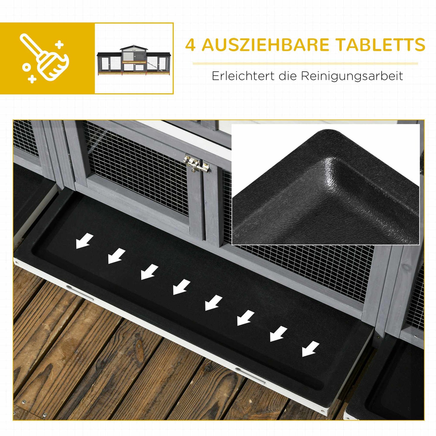 Outdoor Rabbit Hutch with Run, Ramp, Asphalt Roof, Wood