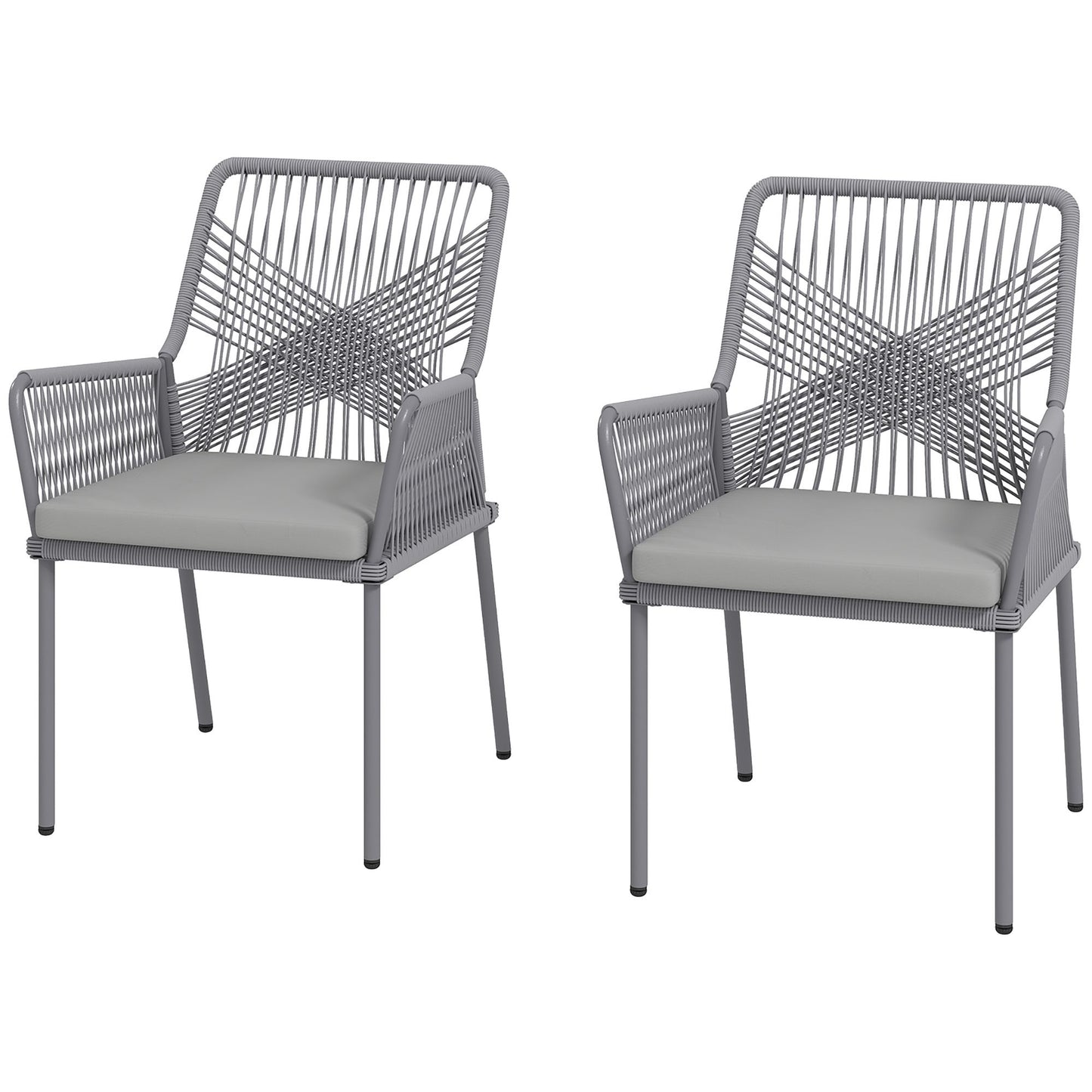 Outdoor Rattan Chairs Set of 2, Dark Grey, Washable Cushions