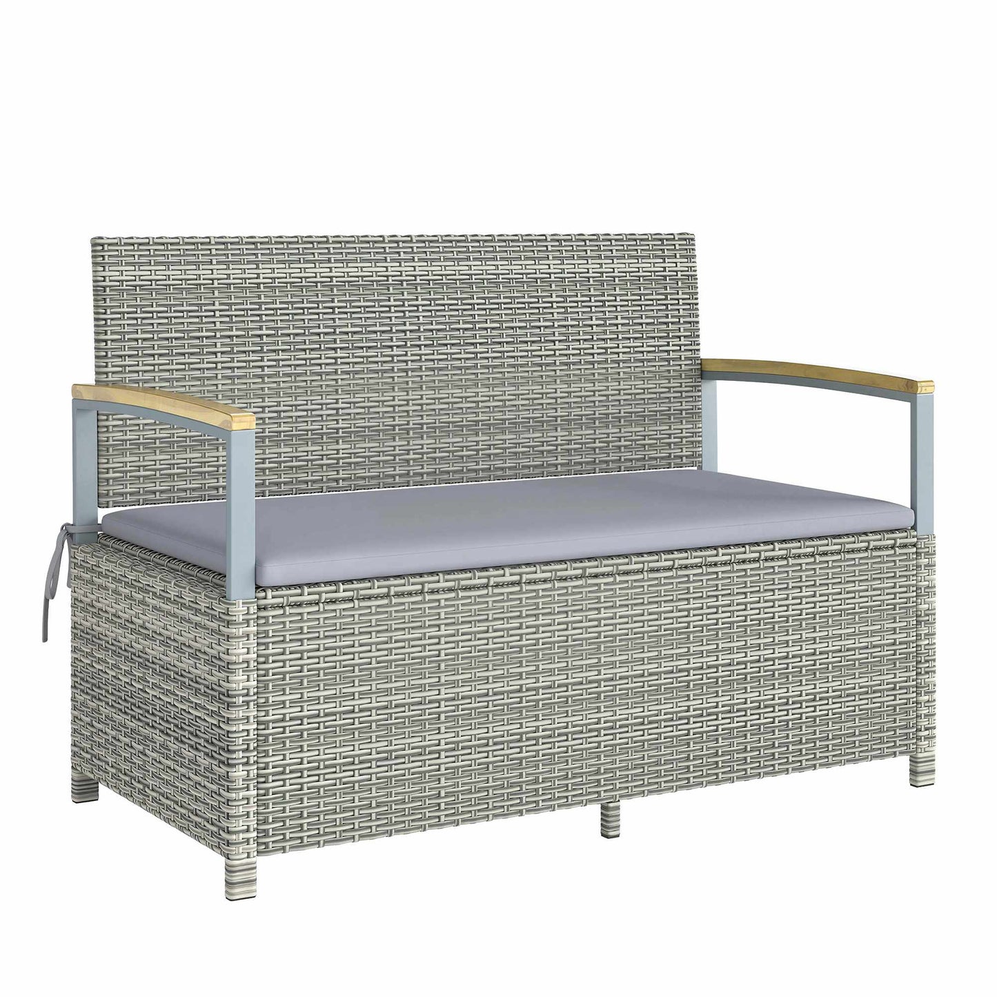 Outdoor Rattan Storage Bench, 2-Seater, 170L Capacity