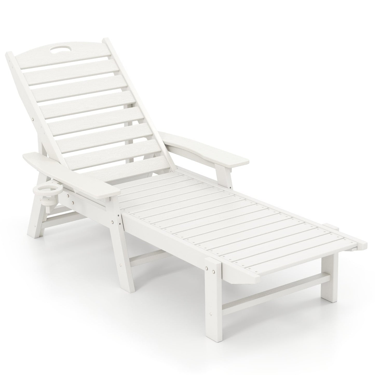 Outdoor Recliner Chair, HDPE, Adjustable Backrest, White