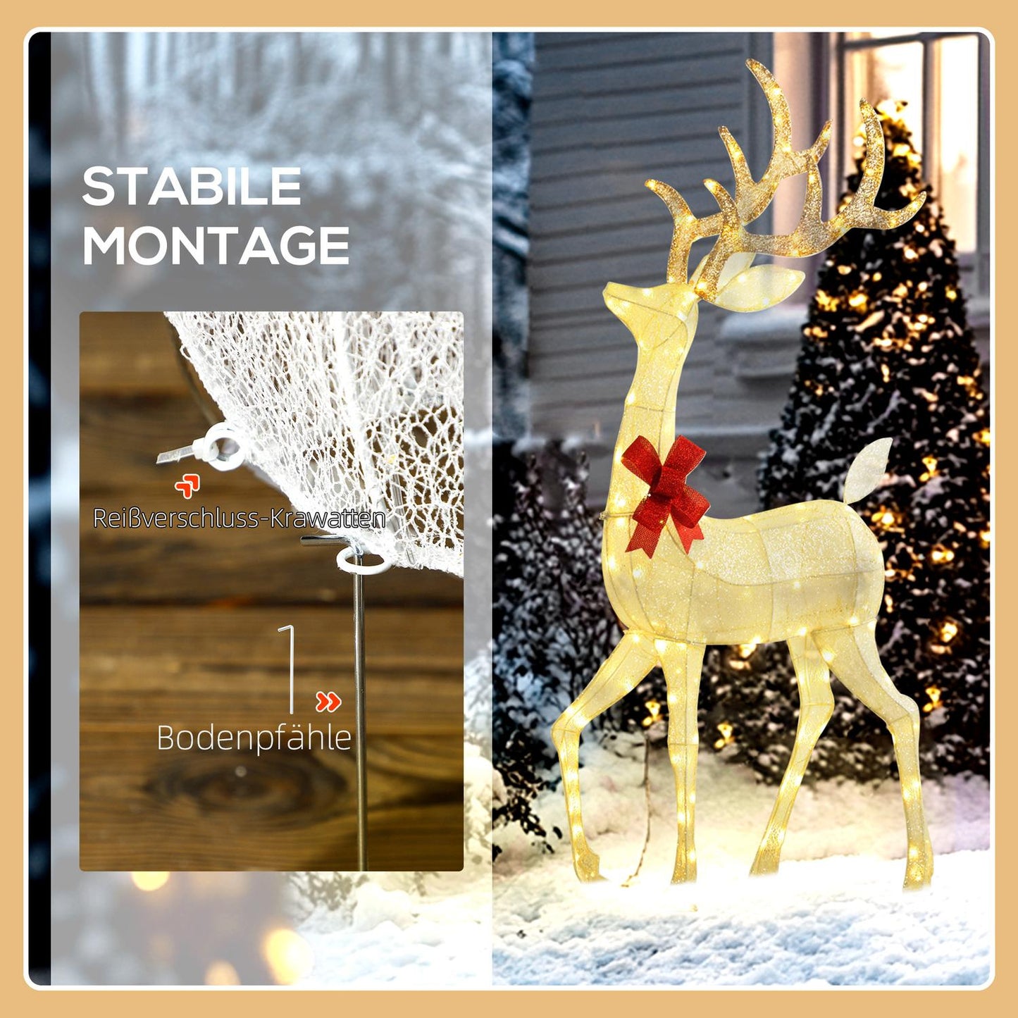 Outdoor Reindeer Family Lights, 283 LEDs, Weatherproof