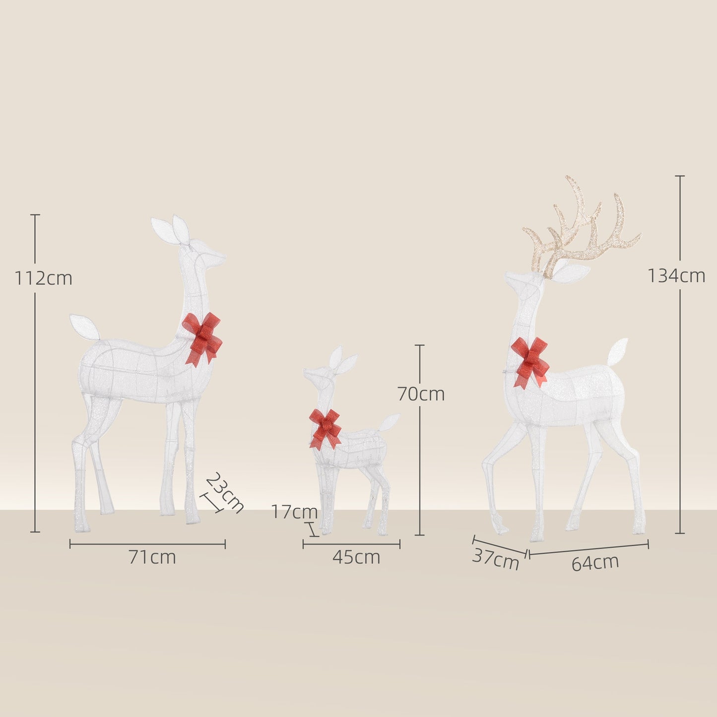 Outdoor Reindeer Family Lights, 283 LEDs, Weatherproof