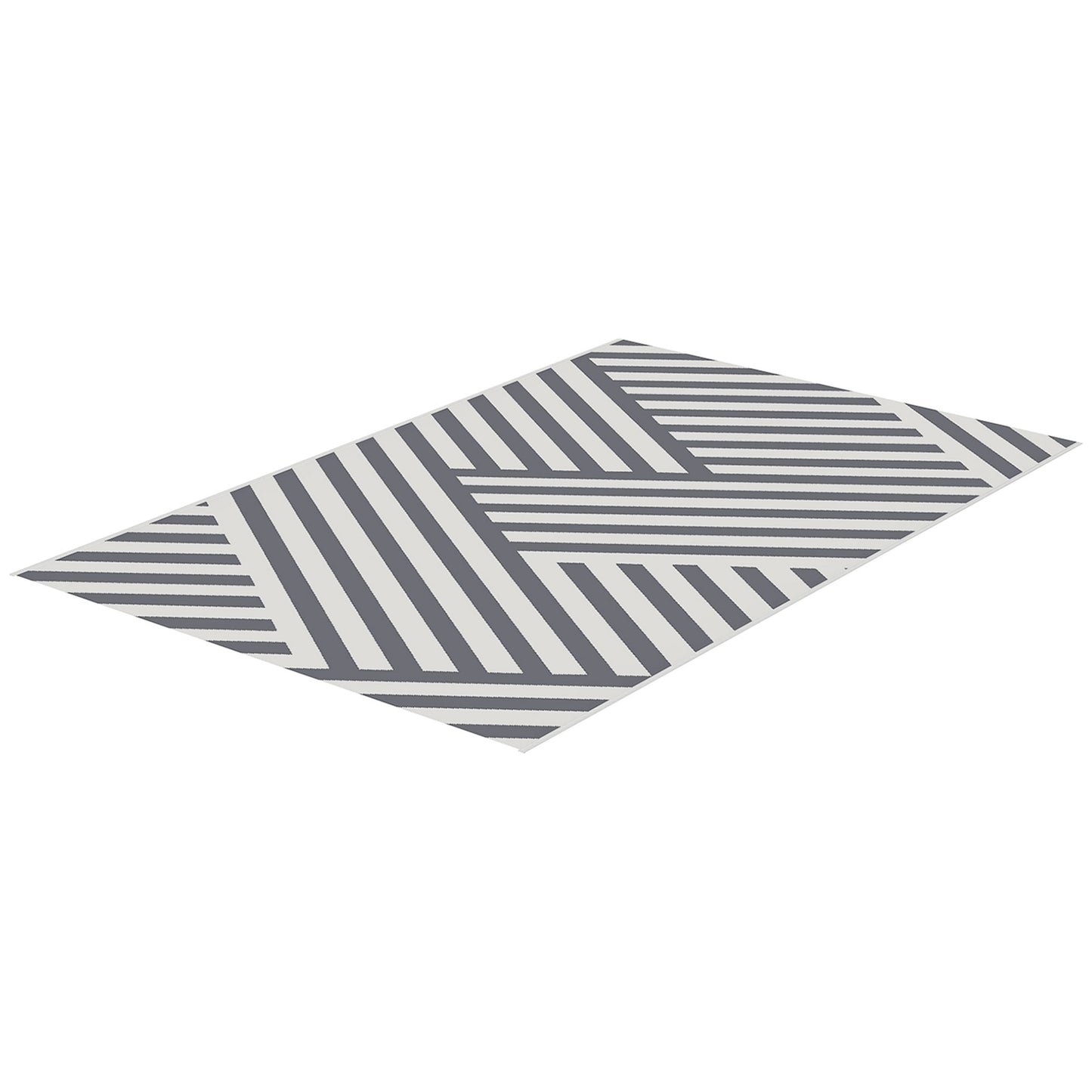 Reversible outdoor rug, light grey/cream, 182x274cm, with carrying bag