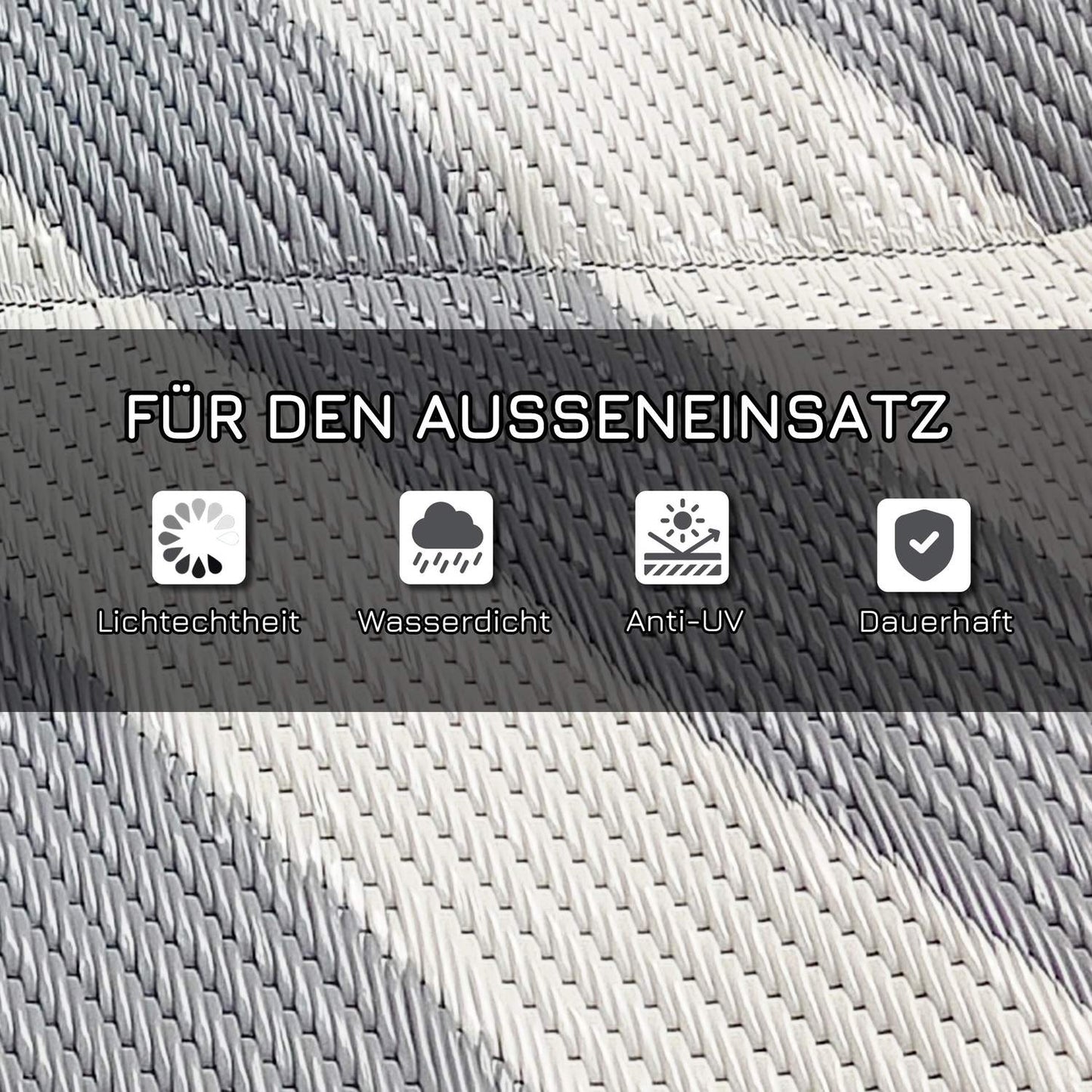 Reversible outdoor rug, light grey/cream, 182x274cm, with carrying bag