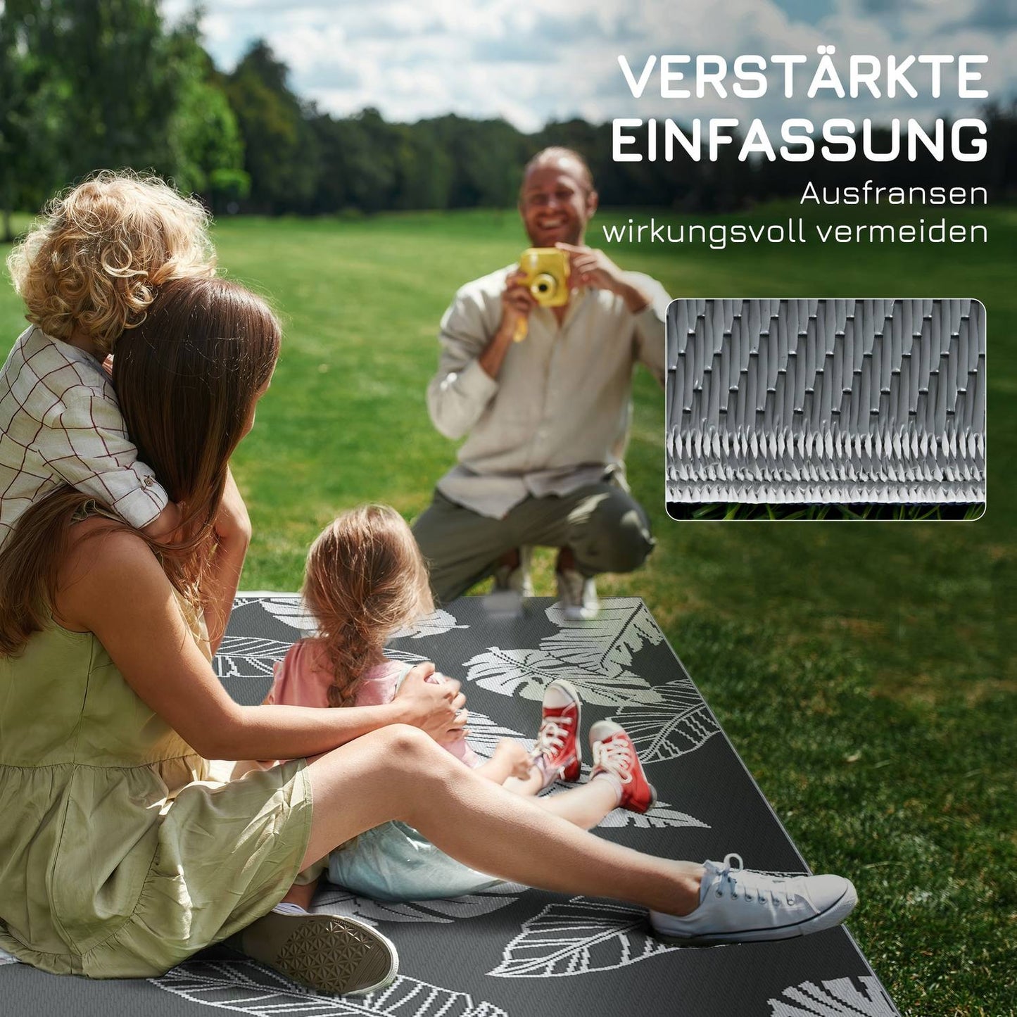 Weather-resistant outdoor rug, double-sided, grey/white 182x274 cm