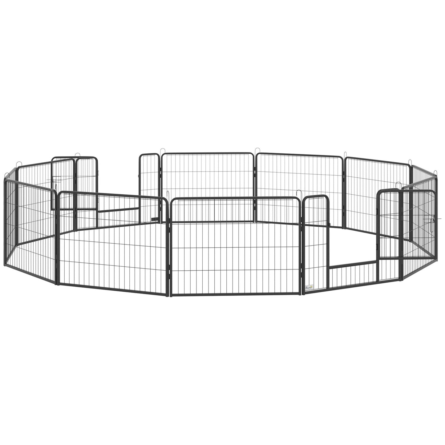 Outdoor dog playpen - 12-panel steel, black, 60 cm high