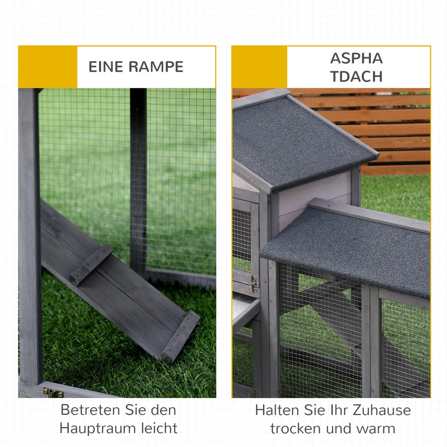Outdoor Small Animal Hutch, Dark Grey, 147 x 54 x 84 cm