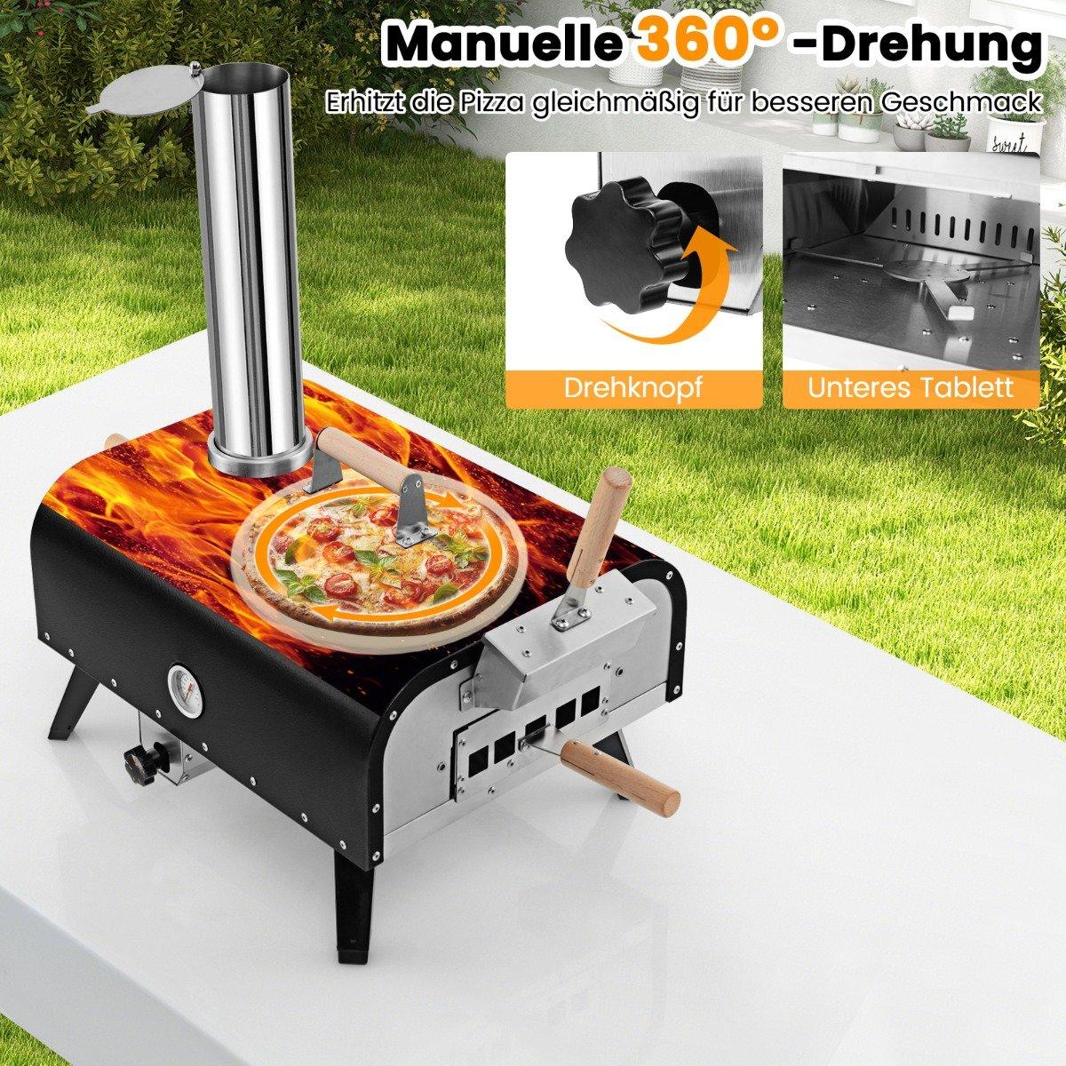 Outdoor Stainless Steel Pizza Oven with Stone & Thermometer