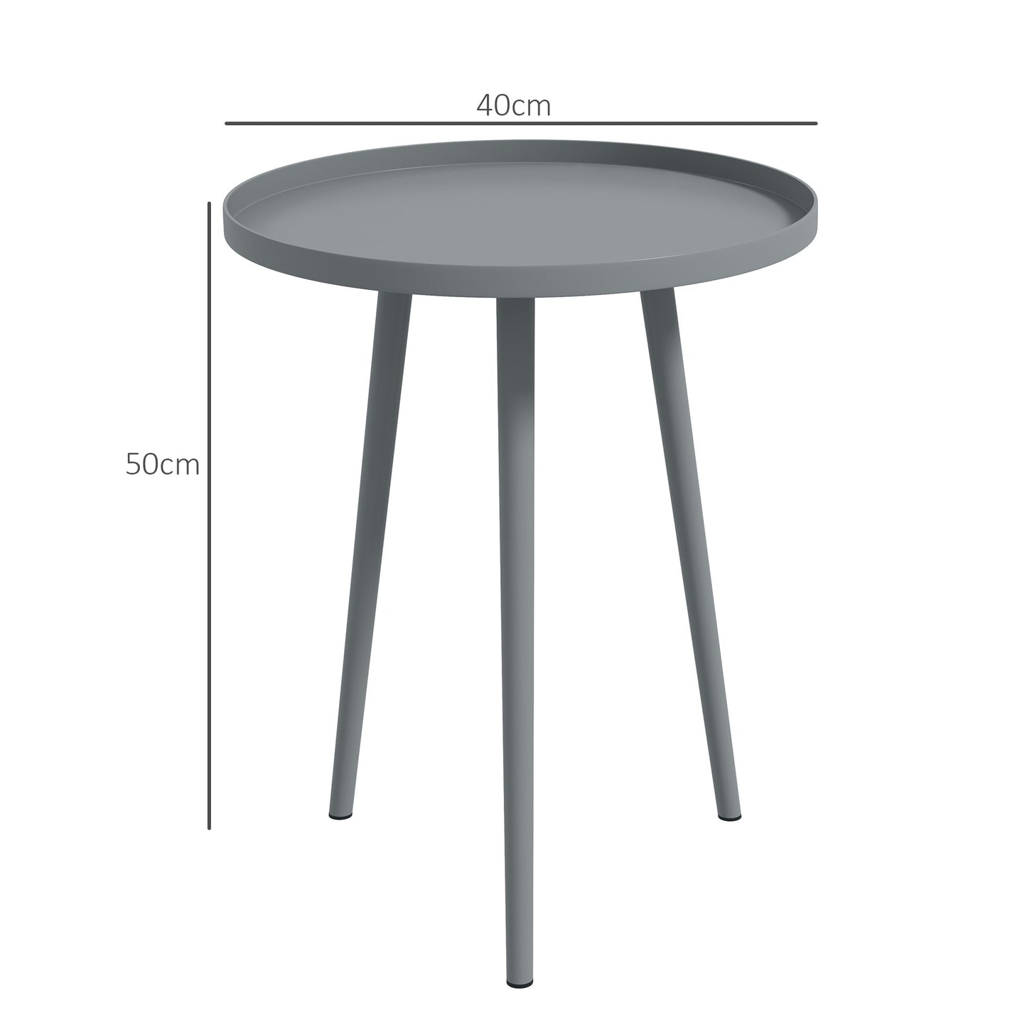 Outdoor Steel Side Table, Round, Grey, Ø40 x 50H cm