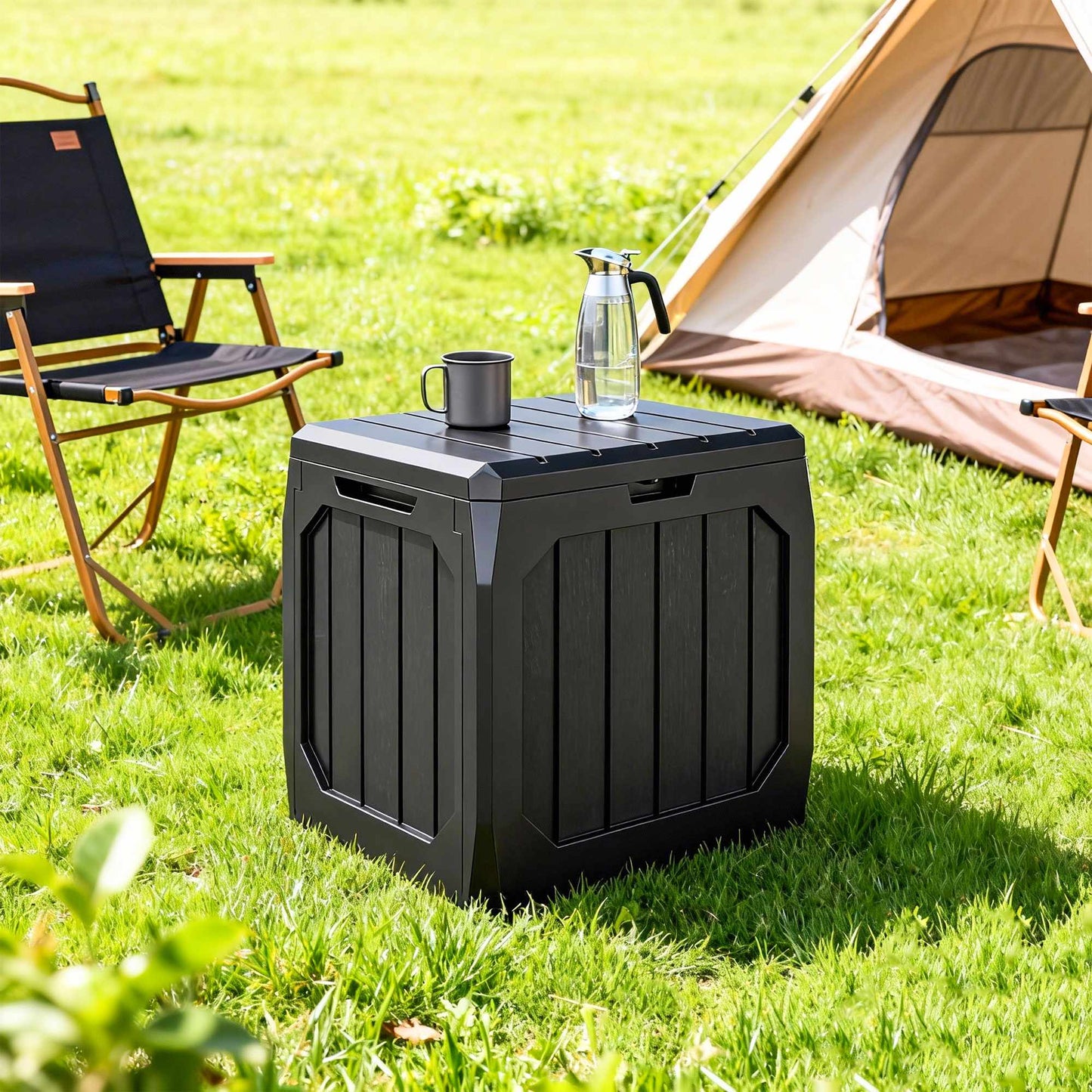 Outdoor Storage Box, 121L, Black, Weatherproof, Lockable