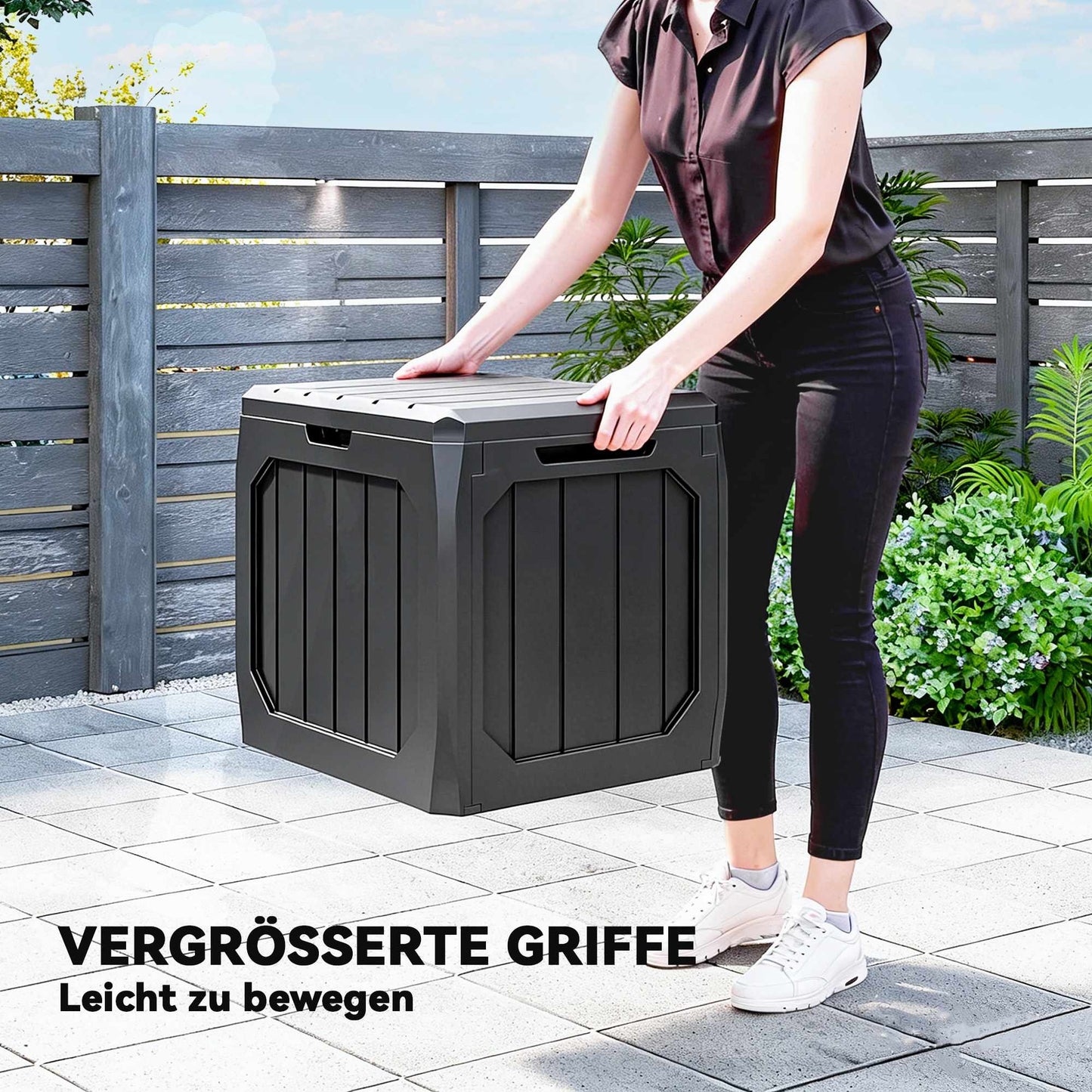Outdoor Storage Box, 121L, Black, Weatherproof, Lockable