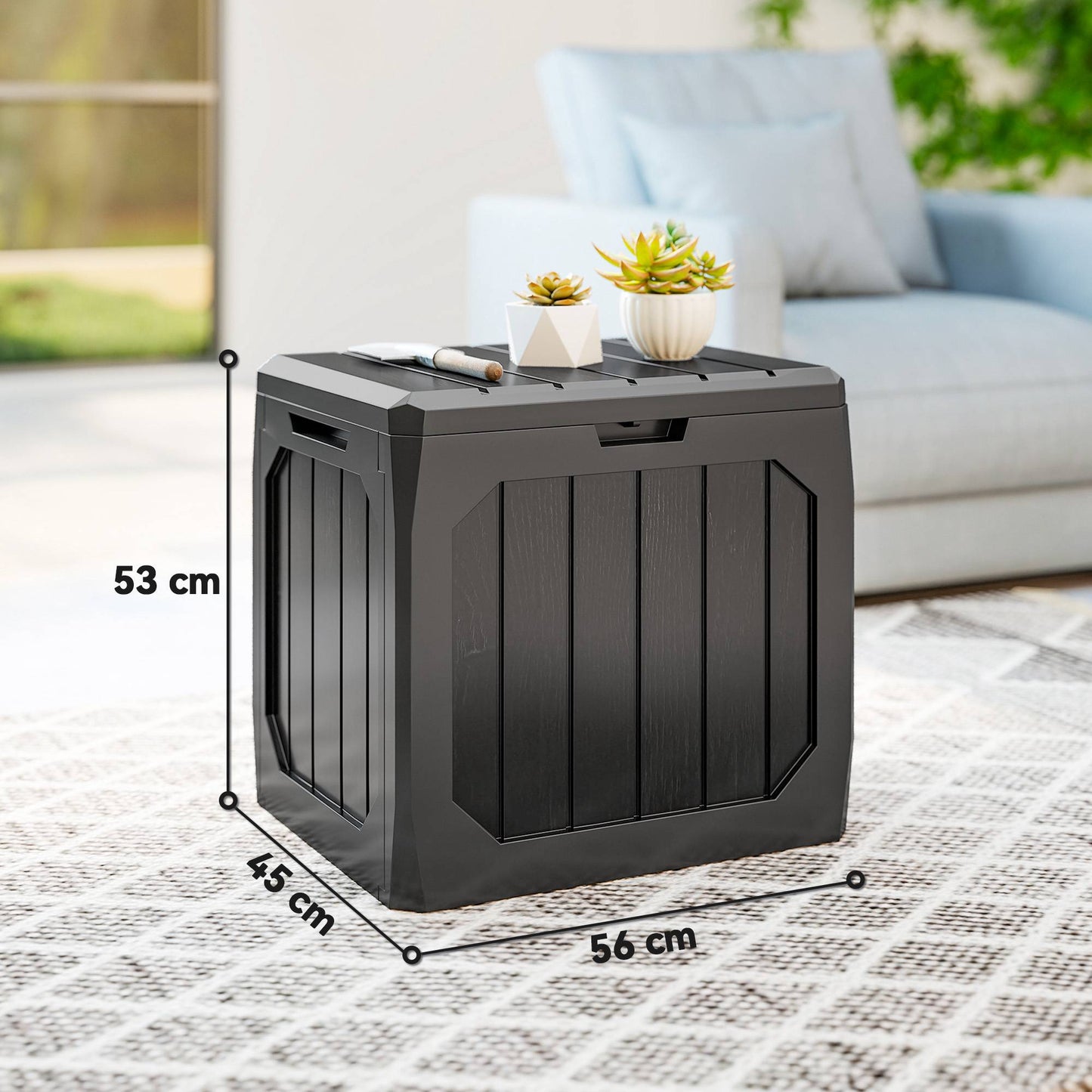 Outdoor Storage Box, 121L, Black, Weatherproof, Lockable