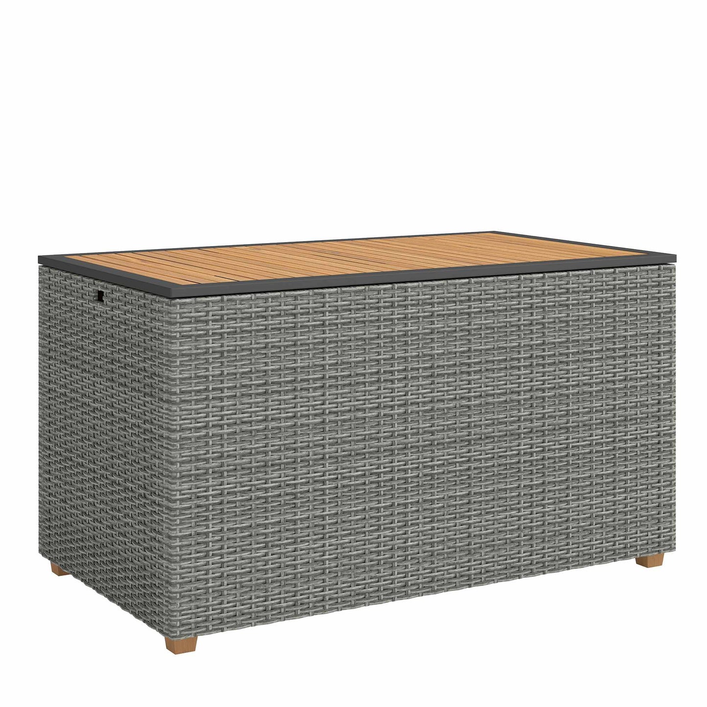 Outdoor Storage Box 450L, Waterproof Rattan, Wood Lid