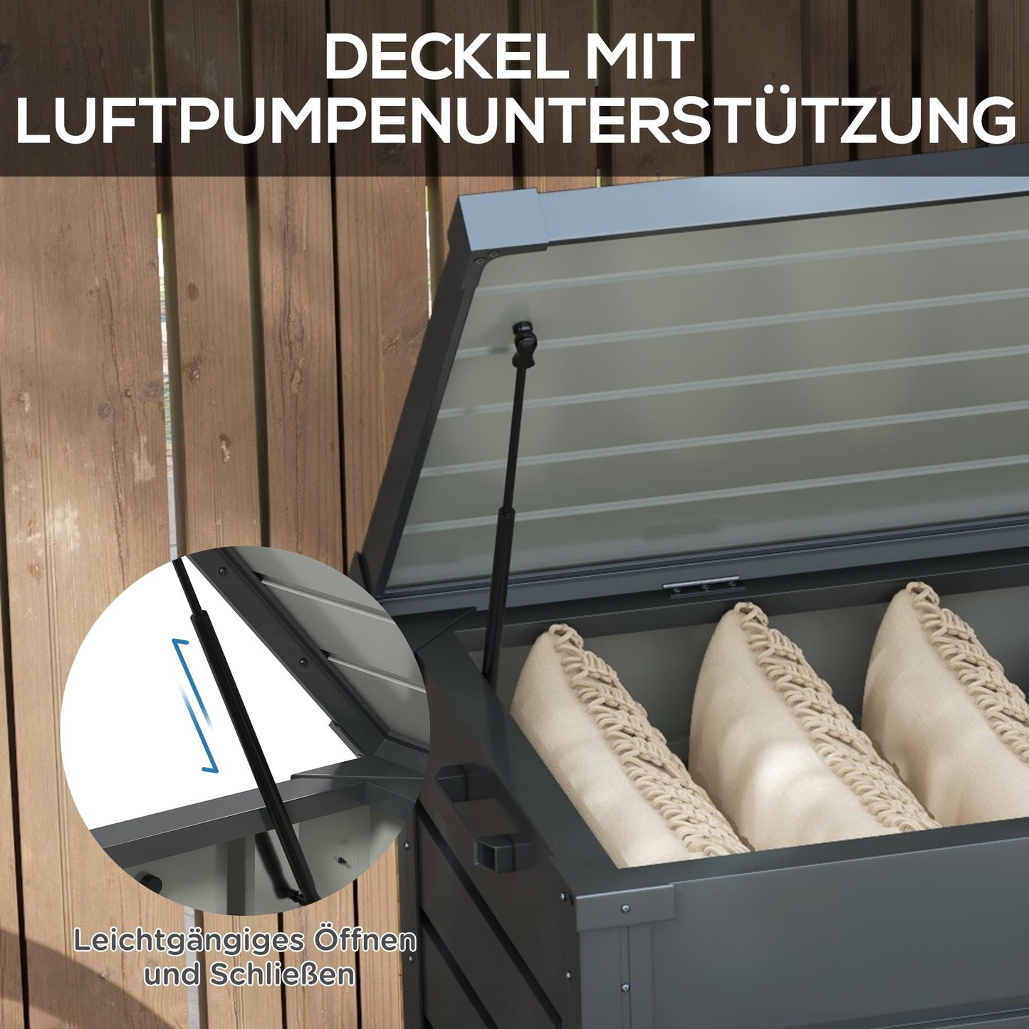Outdoor Storage Box, Waterproof, 311L, Dark Grey, Steel