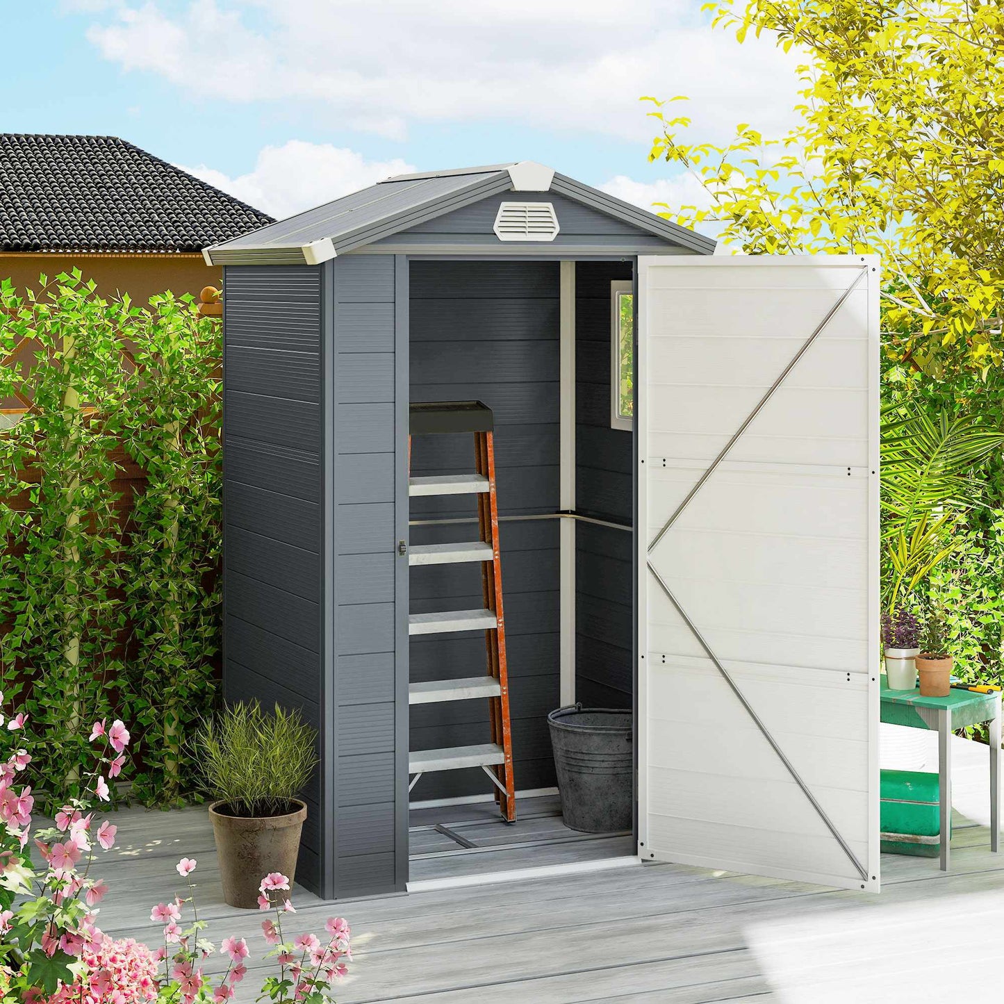 Outdoor Storage Shed, 1.1m², Polypropylene, Lockable Door