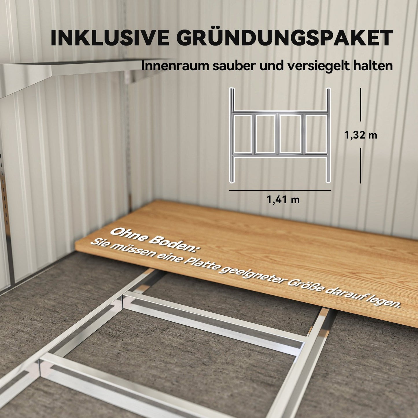 Outdoor Storage Shed, 7x5 ft, Galvanized Steel, Ventilated