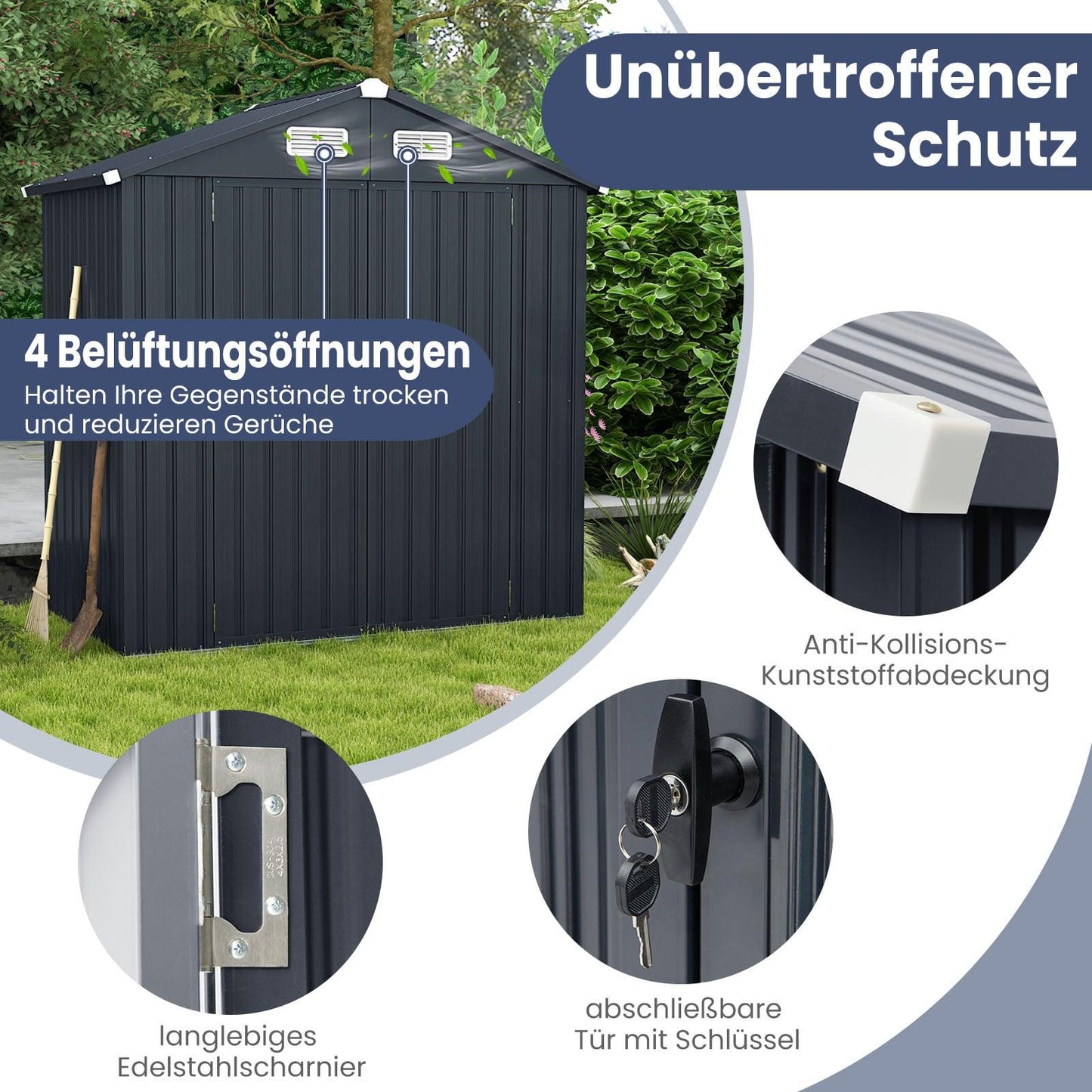 Outdoor Storage Shed, Galvanized Metal, 3.44 m³ Capacity
