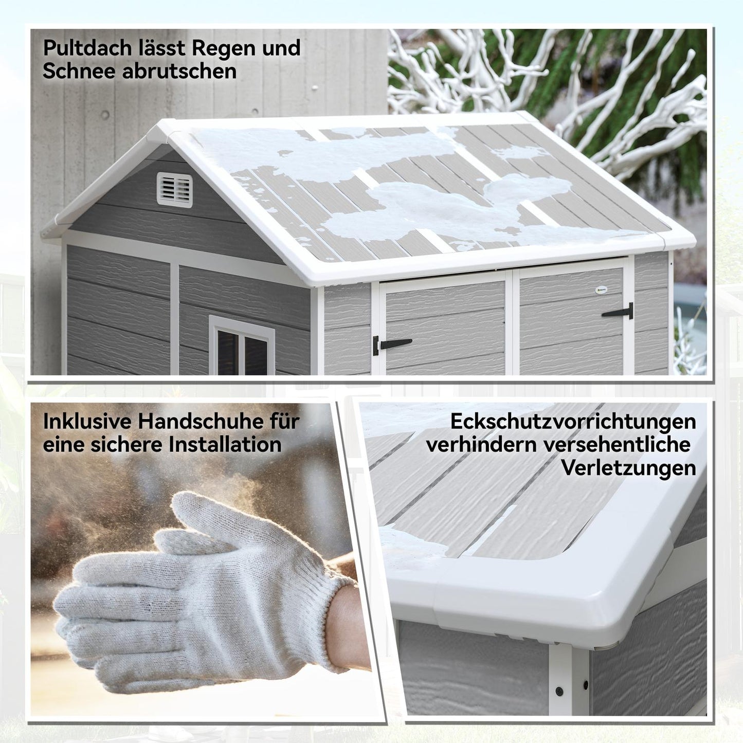 Outdoor Storage Shed, Polypropylene, Waterproof, 181x181x220 cm