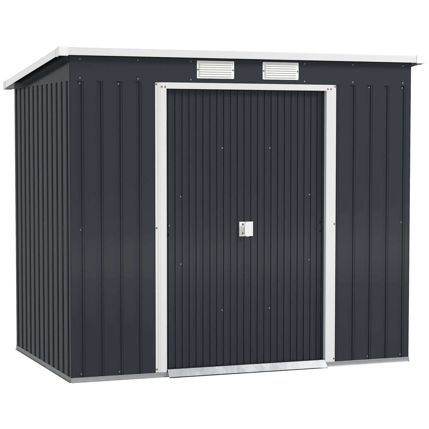 Outdoor Storage Shed, Vent Windows, Sliding Doors, Steel, 213x130x172 cm