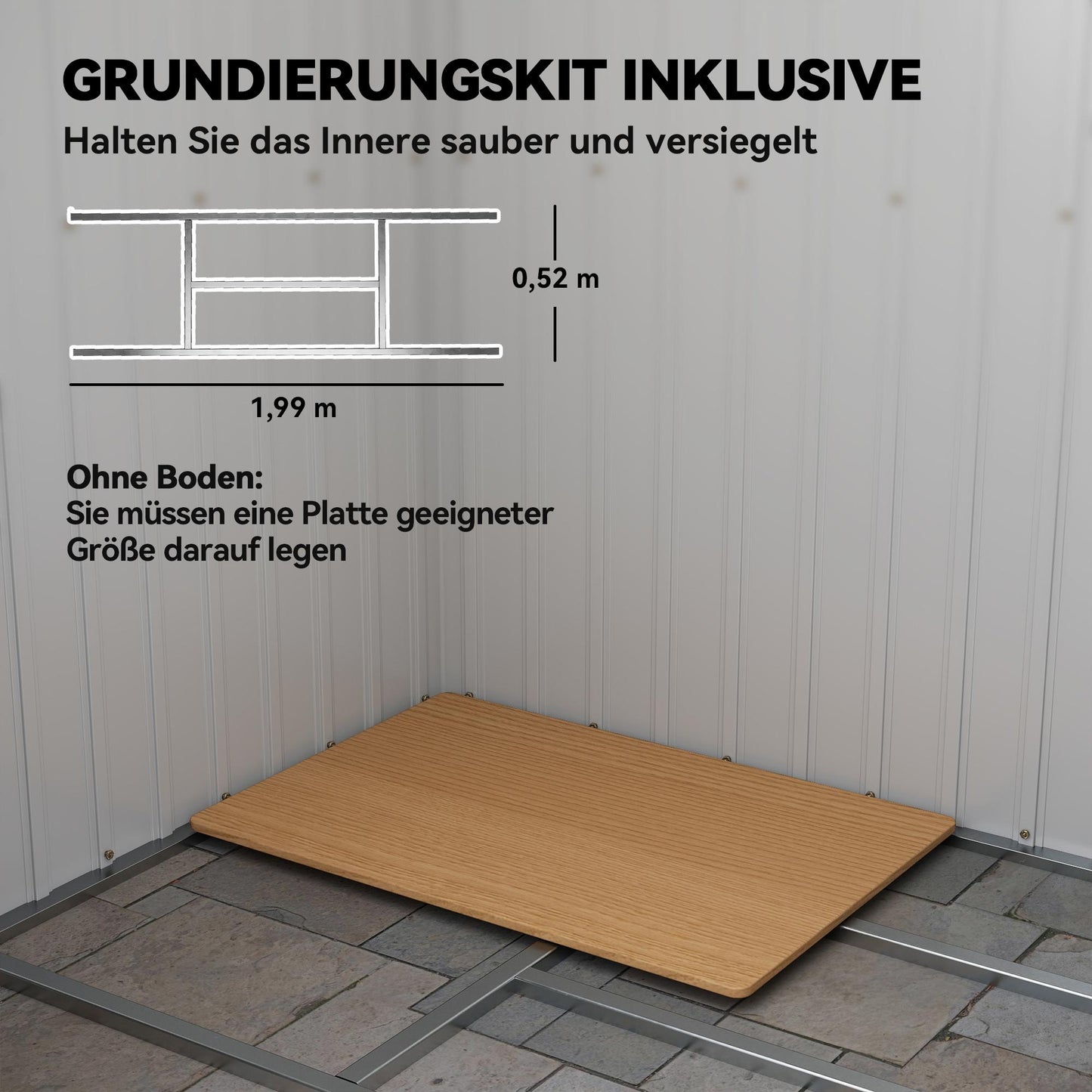 Outdoor Storage Shed, Vent Windows, Sliding Doors, Steel, 213x130x172 cm