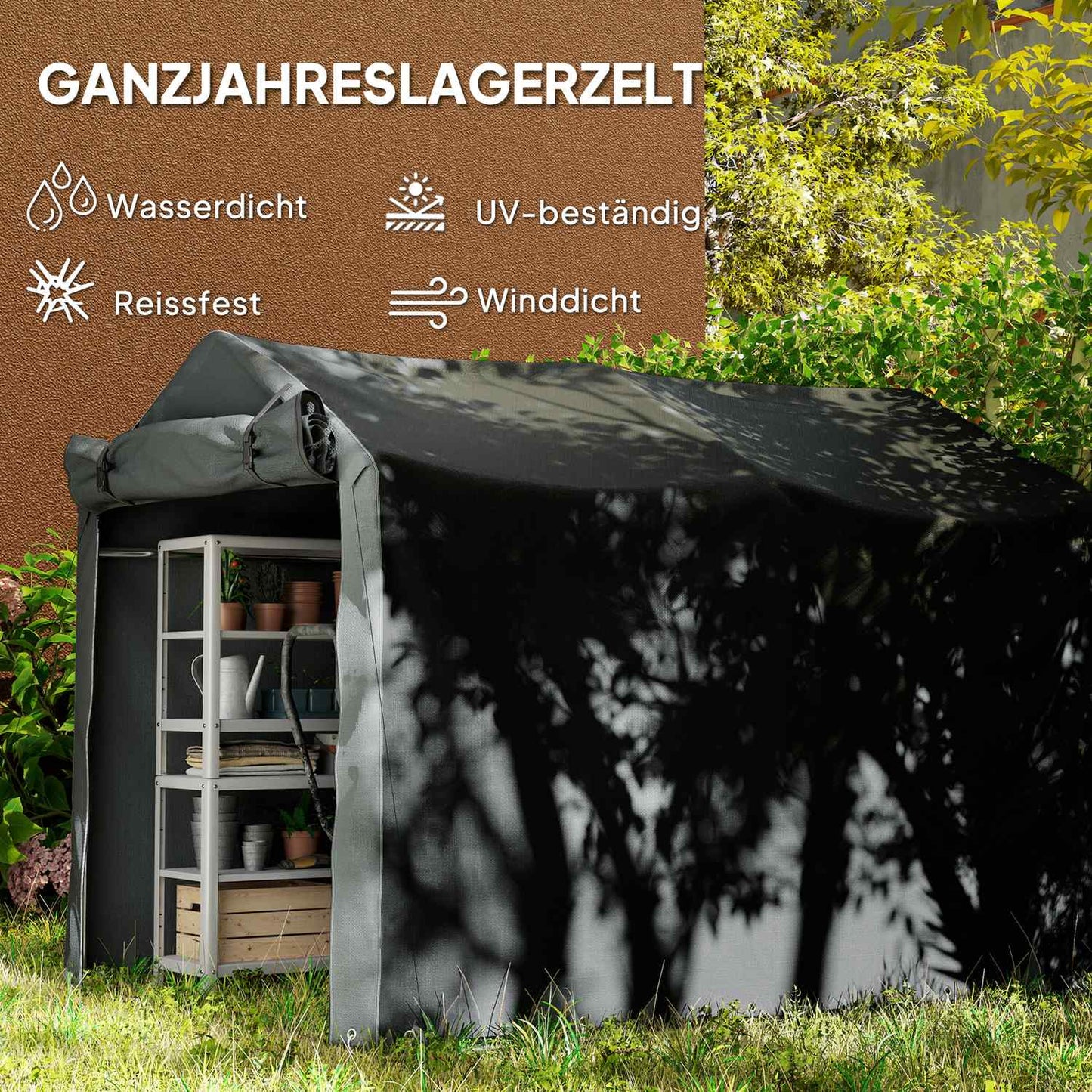 Outdoor Storage Tent – UV-Resistant PE, Galvanized Frame