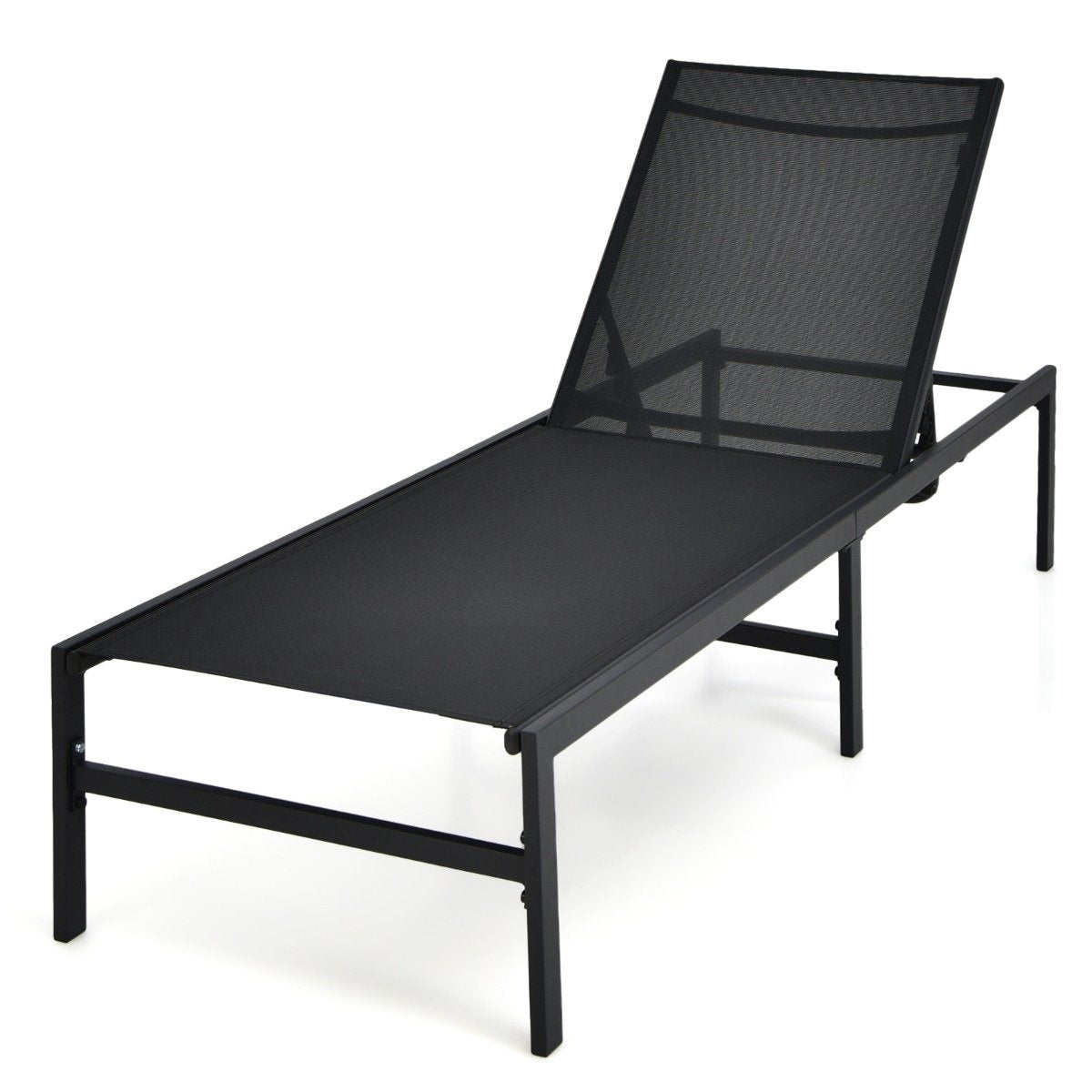 Outdoor Sun Lounger Adjustable Deck Chair 64 x 198 x 67 - 103 cm Black
