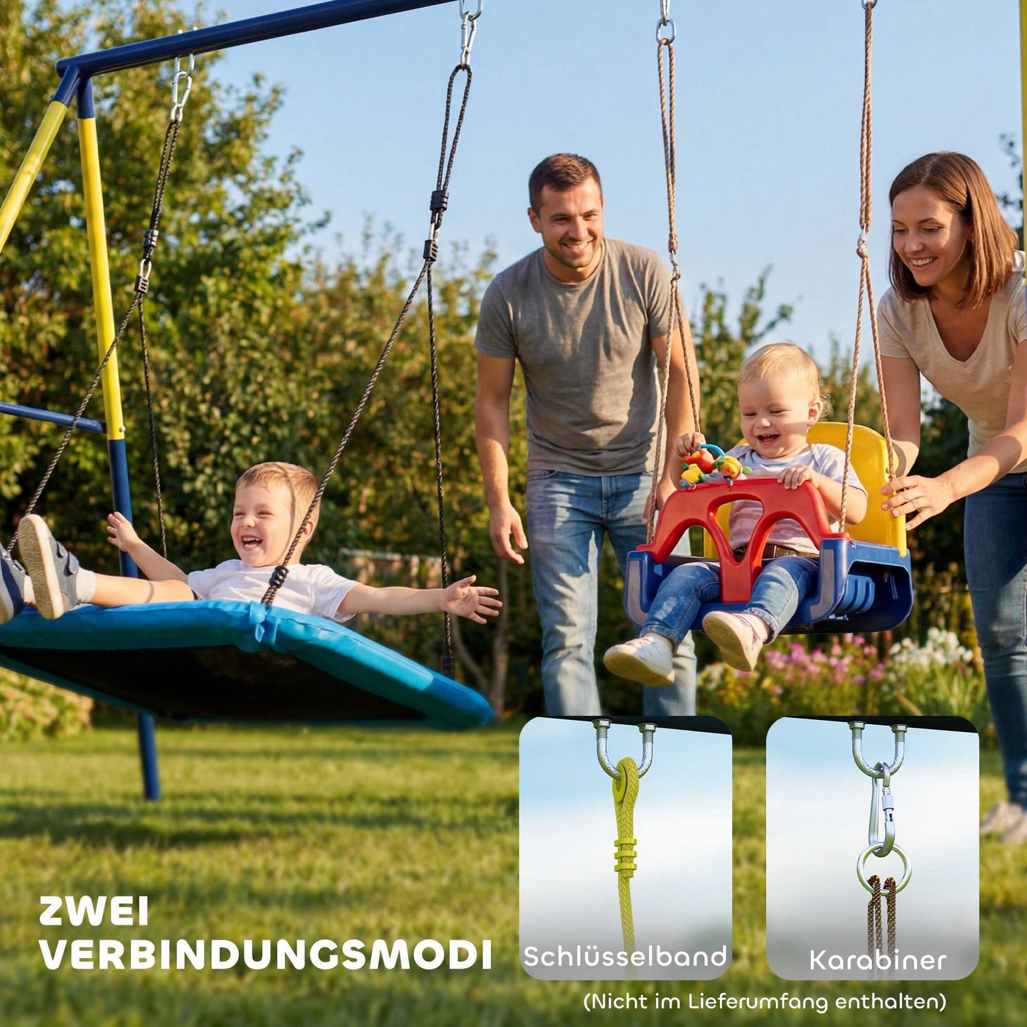 Outdoor Swing Set for Kids, Steel Frame, 3 Seats