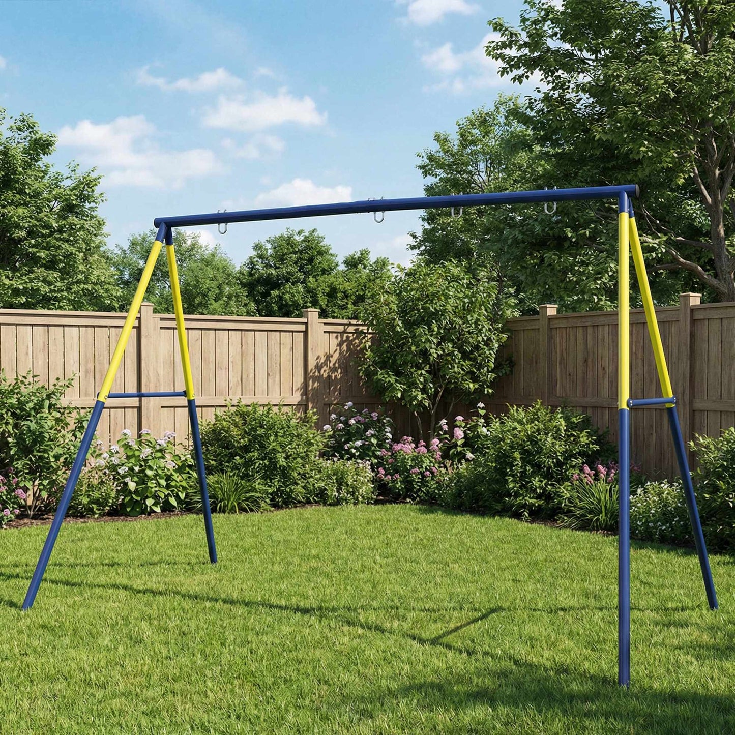 Outdoor Swing Set for Kids, Steel Frame, 3 Seats