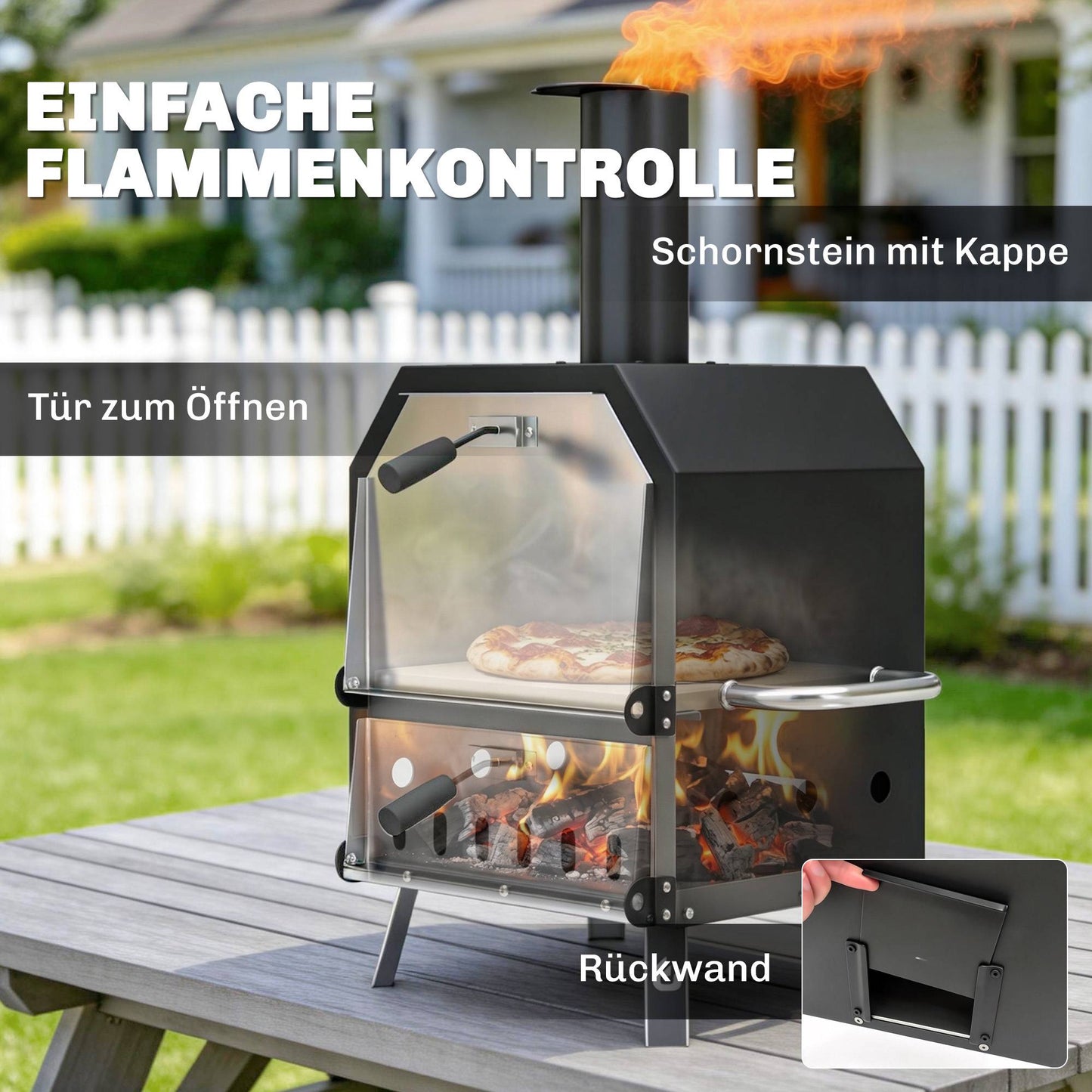 Outdoor Wood-Fired Pizza Oven, Stainless Steel, 2-Tier