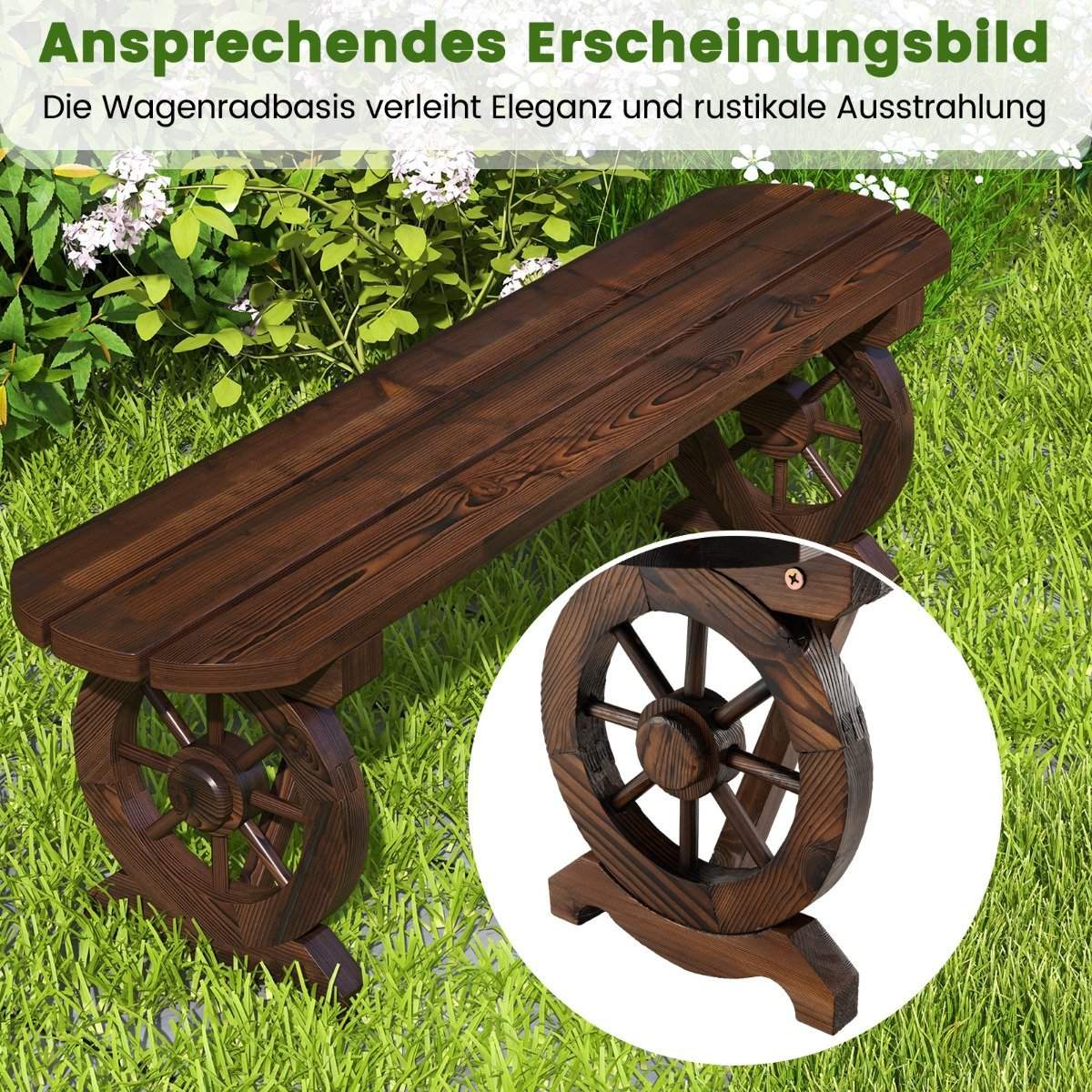 Outdoor Wooden Bench, Weatherproof, Seats 2-3, 325kg Capacity