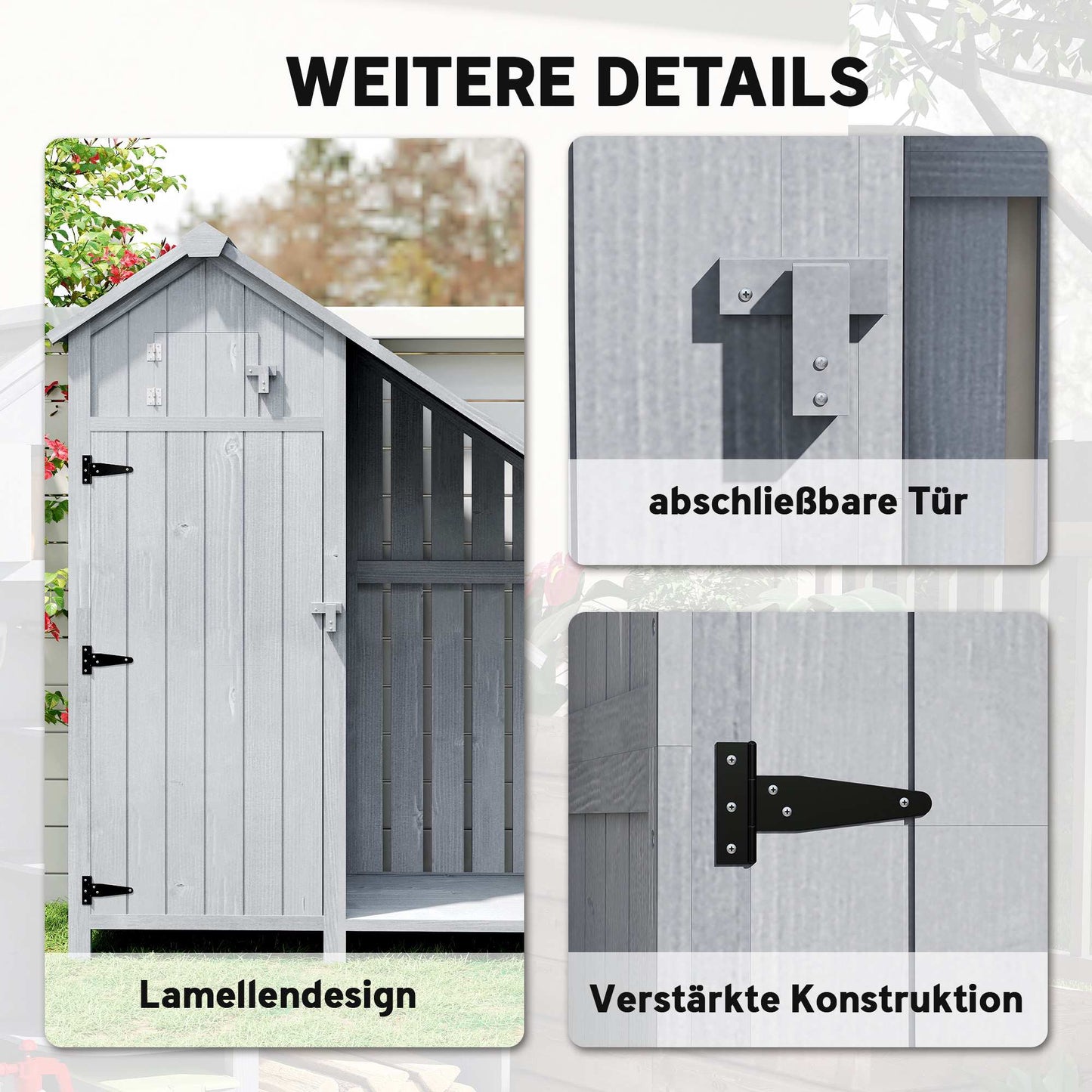 Outdoor Wooden Garden Cabinet, Weatherproof, 129x51.5x180 cm