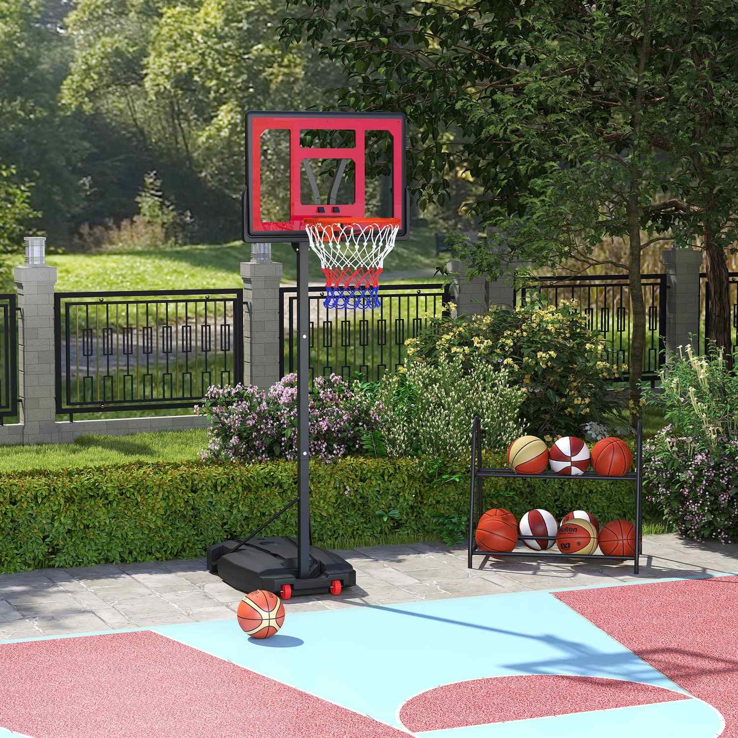 Adjustable outdoor basketball hoop for children, 200-260 cm