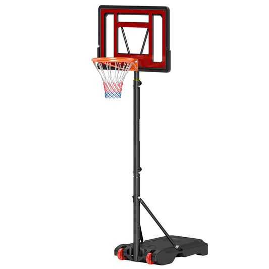 Height adjustable basketball hoop with wheels for teenagers