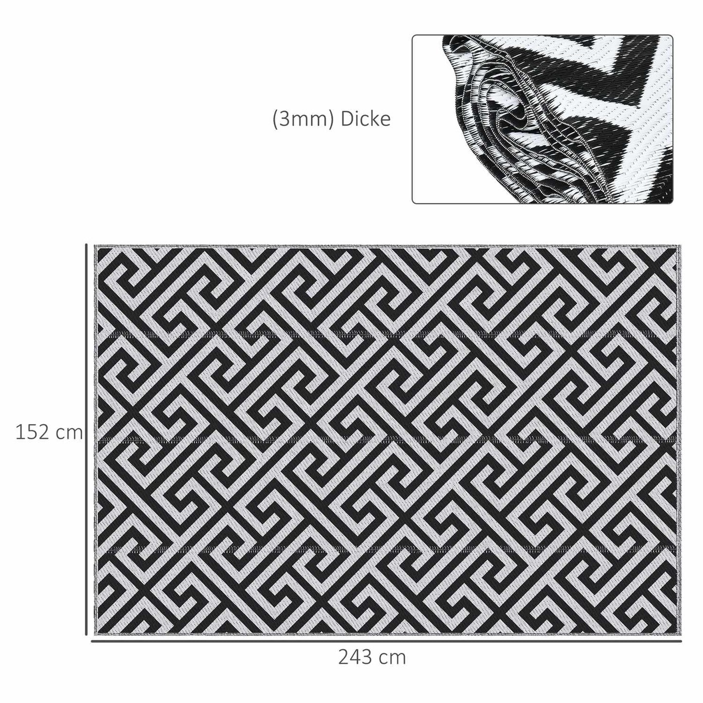 Outdoor plastic mat - water-repellent, double-sided, 152x243 cm