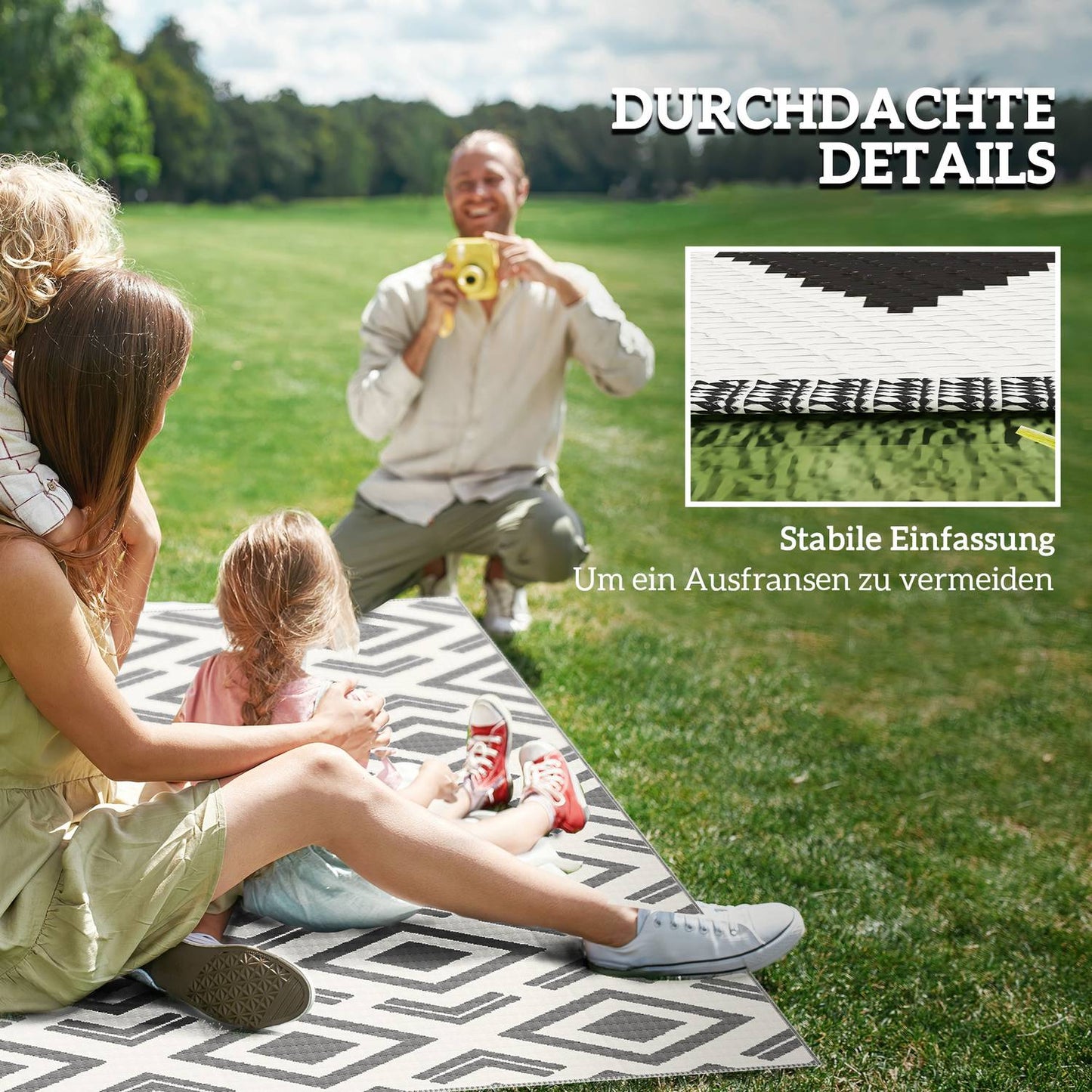 Weatherproof Boho outdoor rug, 182x274 cm, foldable