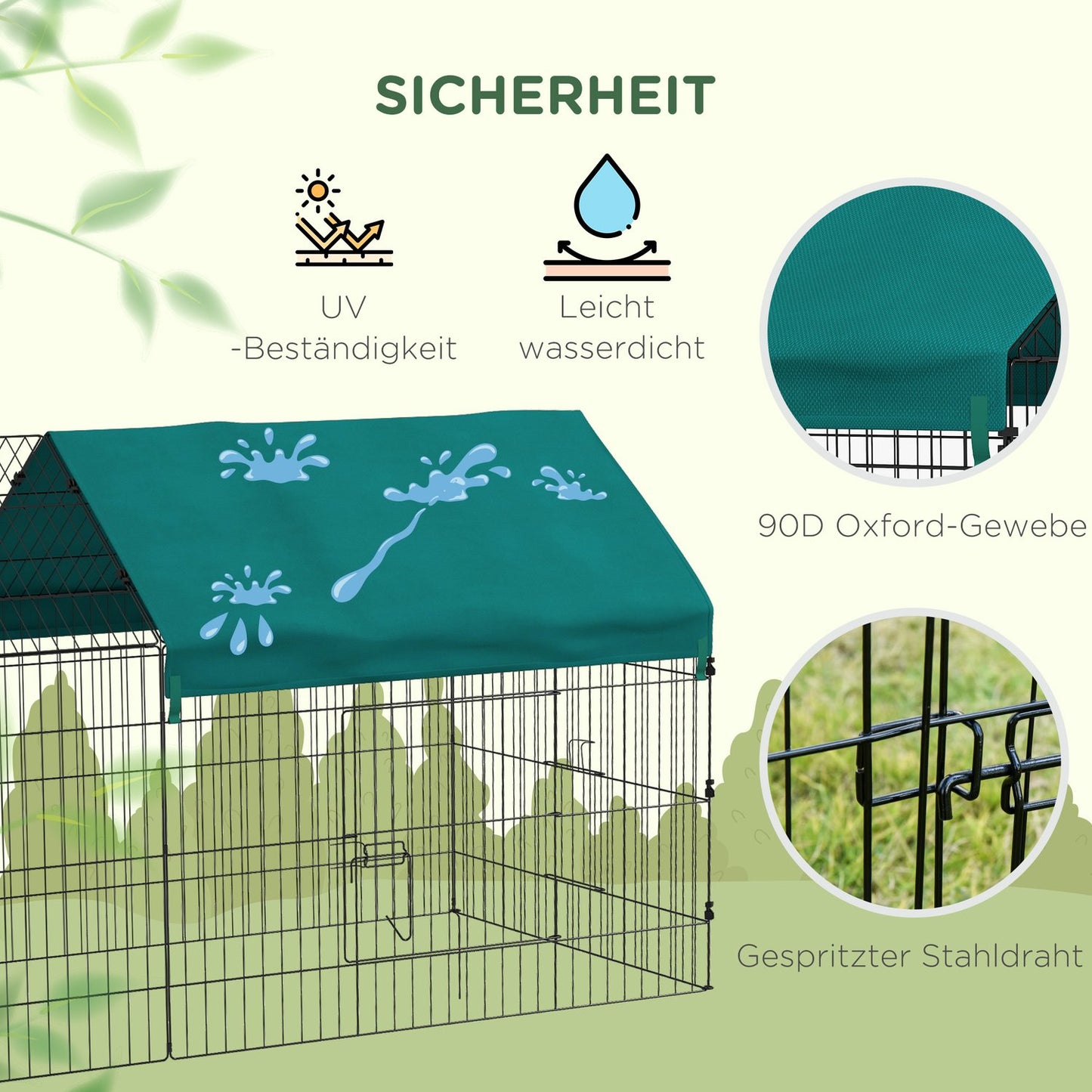 Outdoor house for small animals, steel with lid, green