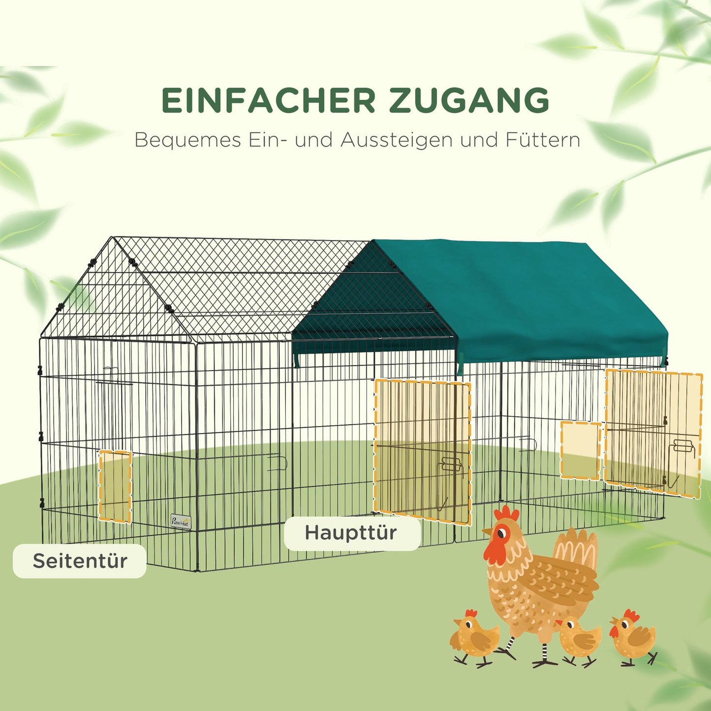 Outdoor house for small animals, steel with lid, green