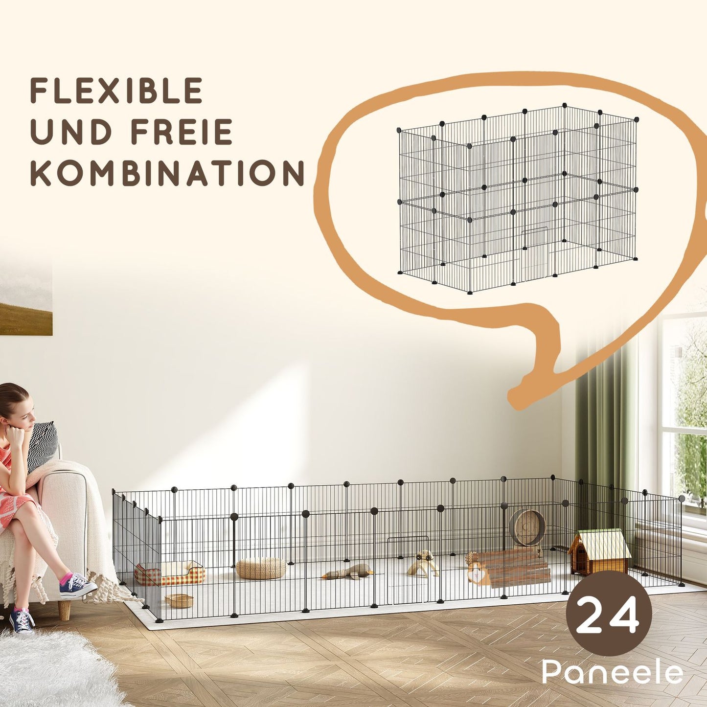 Wire mesh for rabbits and guinea pigs, indoors/outdoors
