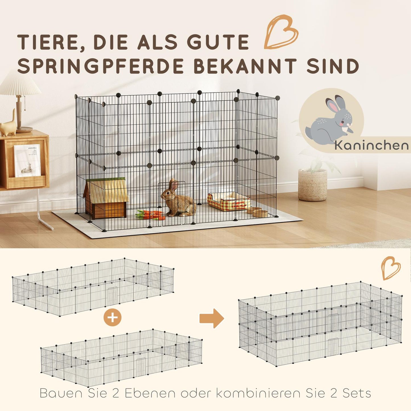 Wire mesh for rabbits and guinea pigs, indoors/outdoors
