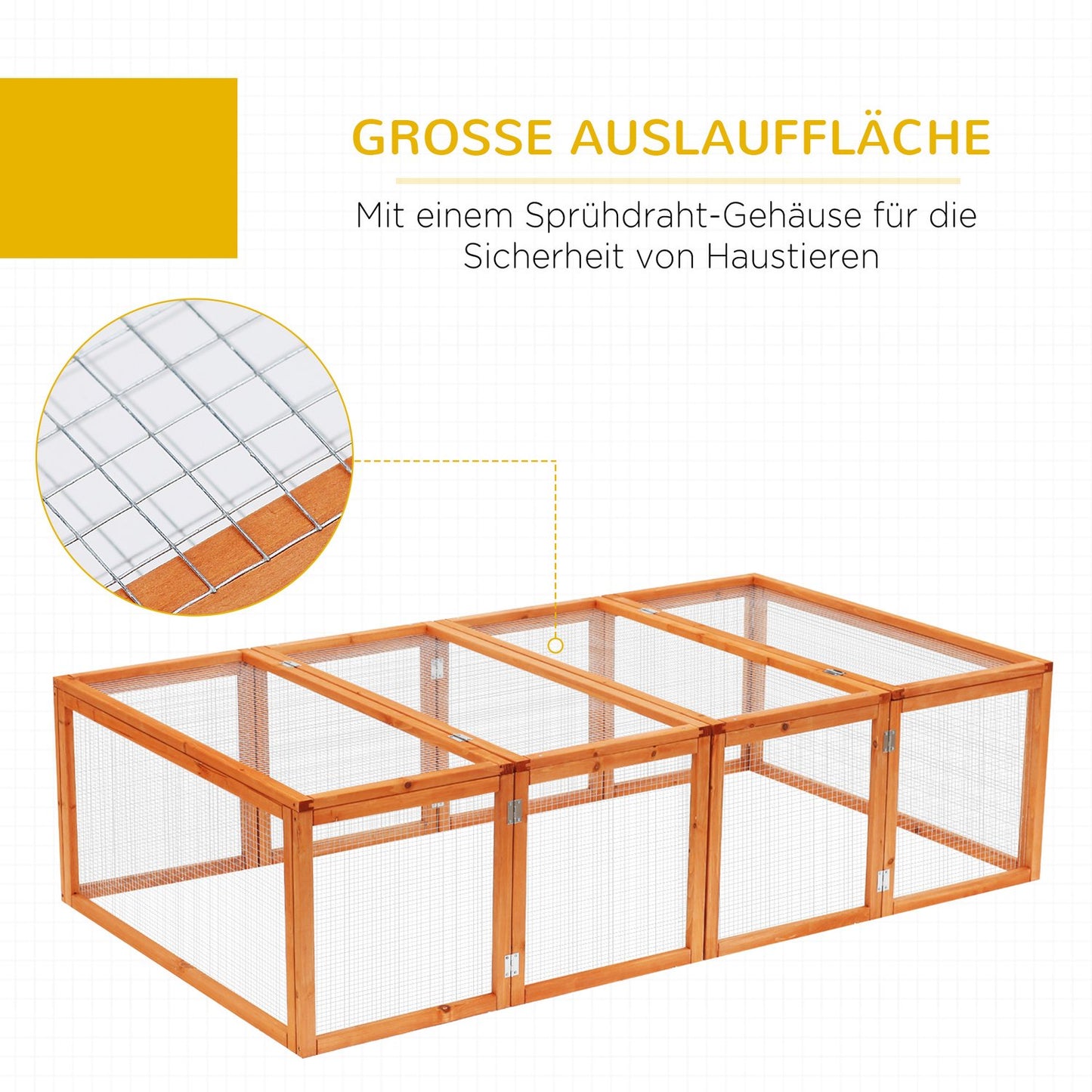 Outdoor rabbit hutch - enclosure for small animals, spruce wood 181x100x48 cm