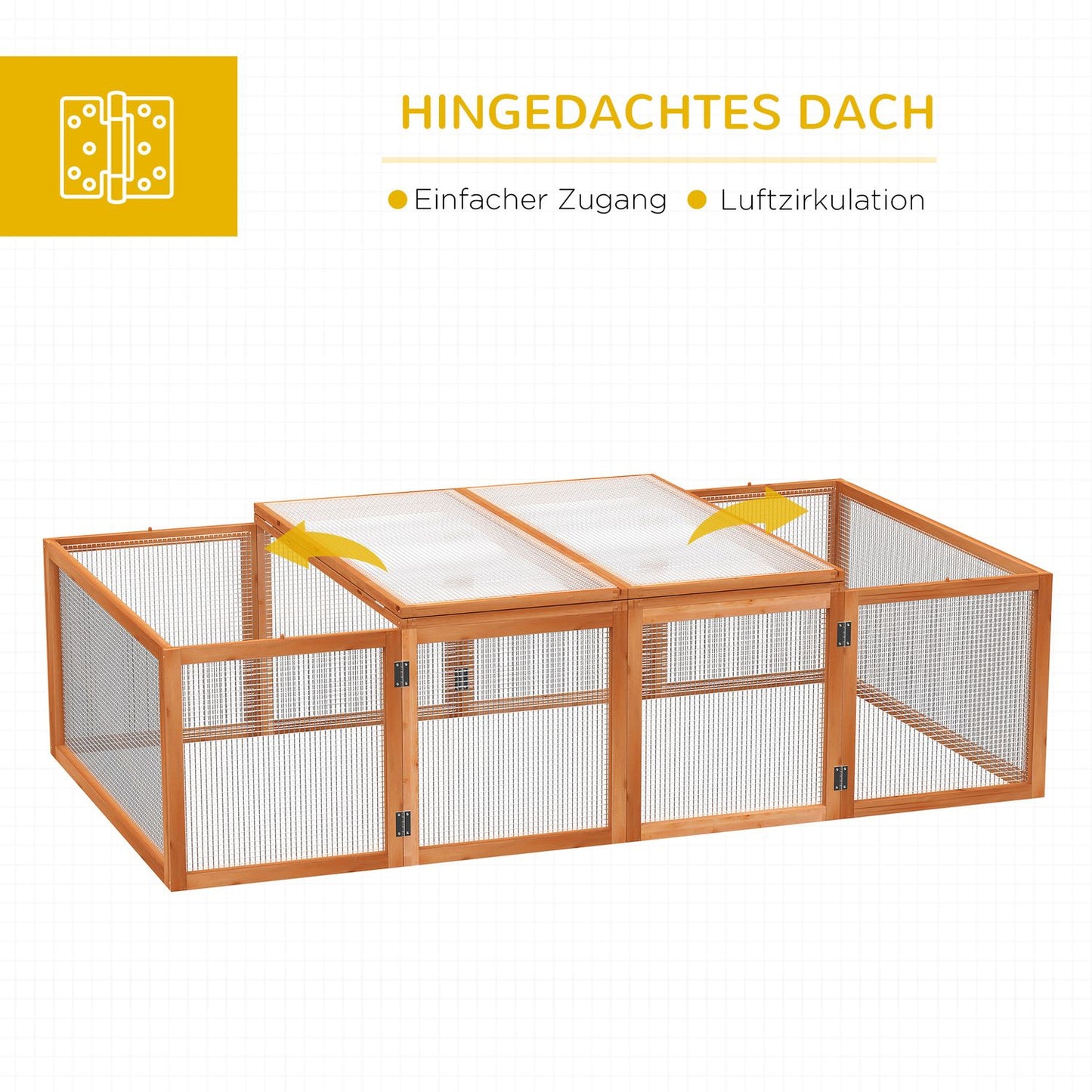Outdoor rabbit hutch - enclosure for small animals, spruce wood 181x100x48 cm