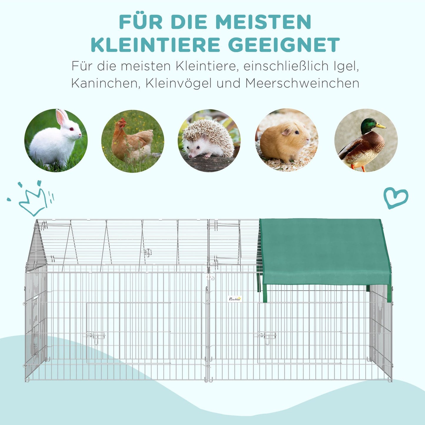 Playpen for guinea pigs outdoors with cover, steel frame