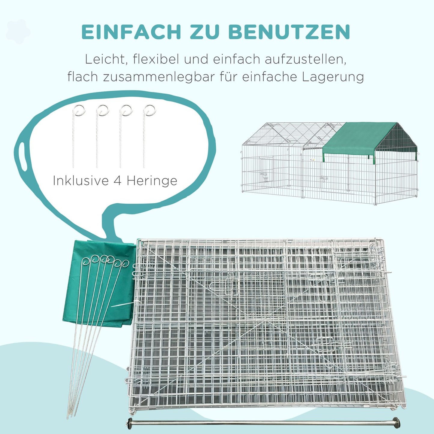 Playpen for guinea pigs outdoors with cover, steel frame