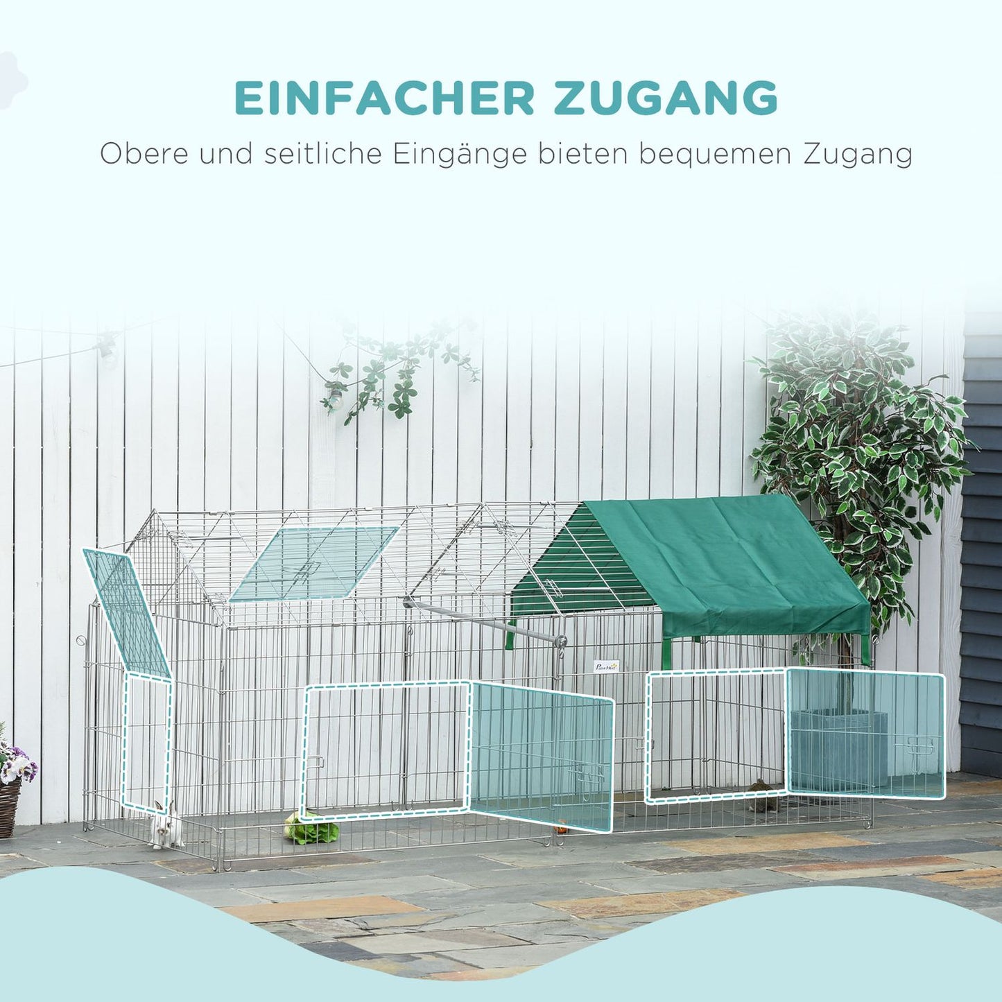 Playpen for guinea pigs outdoors with cover, steel frame