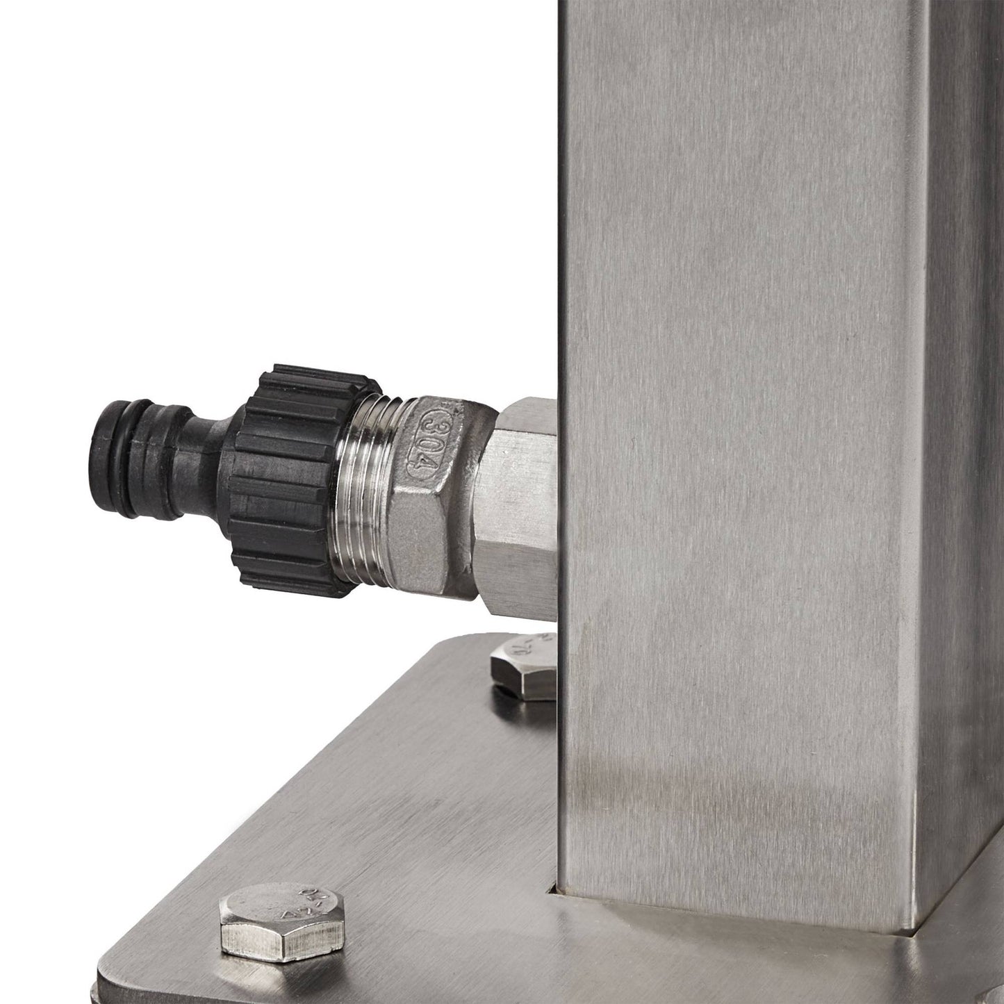 Outdoor faucet with hose holder