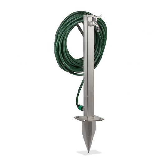 Outdoor faucet with hose holder
